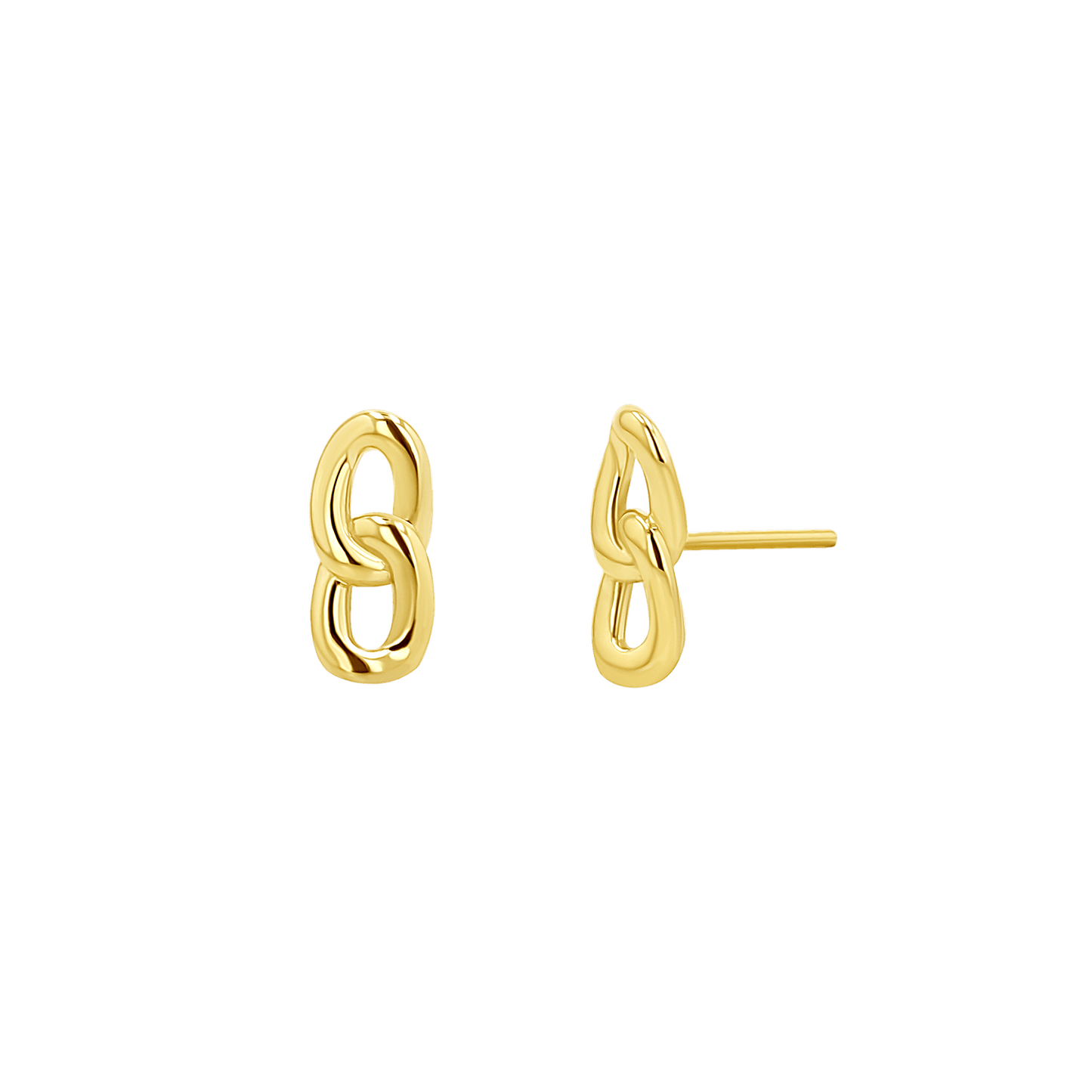 Cuban Curb Link Stud Earrings - Lotus Diamond