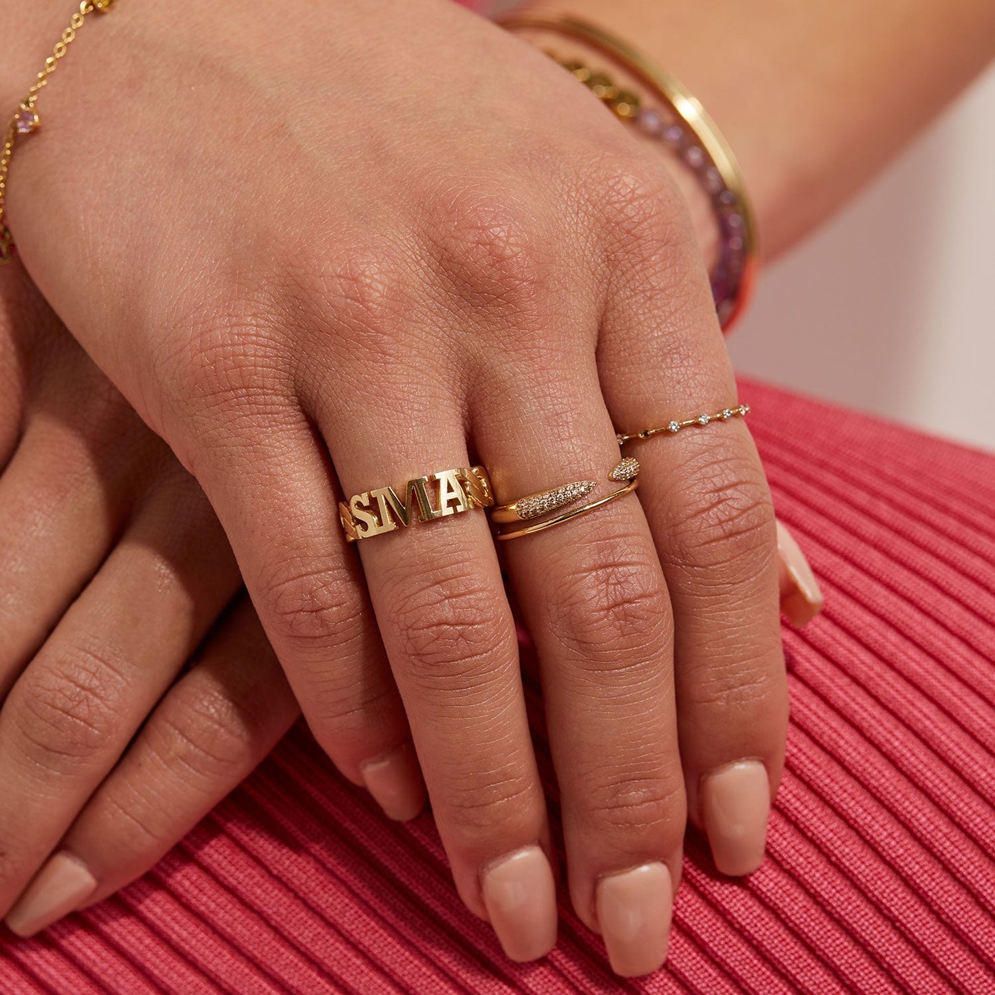 Cuban Link Custom Initial Ring - Lotus Diamond
