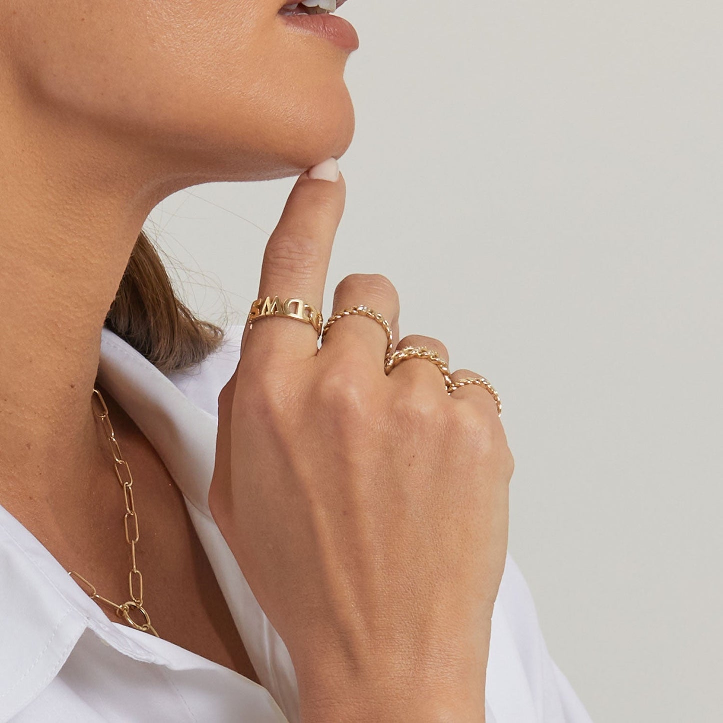 Cuban Link Custom Initial Ring - Lotus Diamond