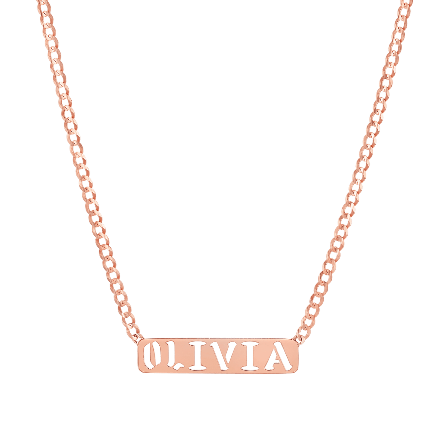 Cuban Link Custom Nameplate Necklace - Lotus Diamond