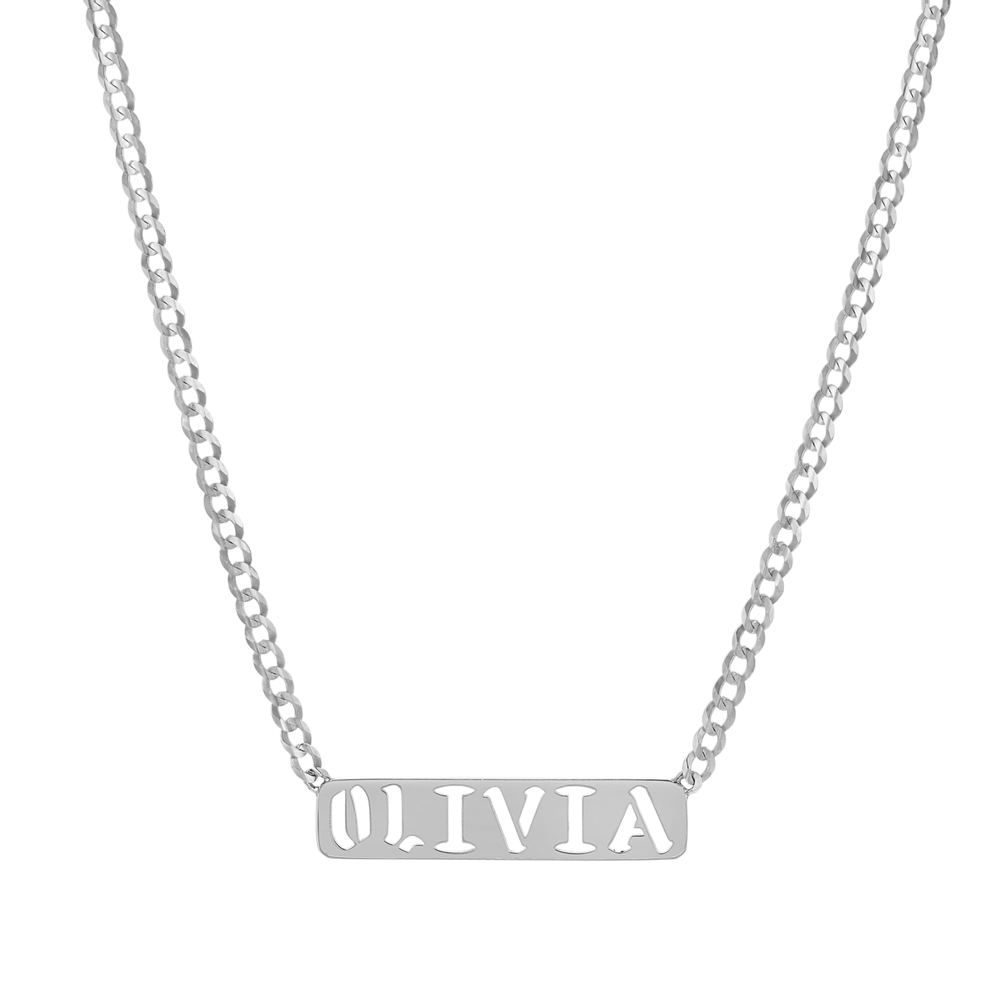 Cuban Link Custom Nameplate Necklace - Lotus Diamond