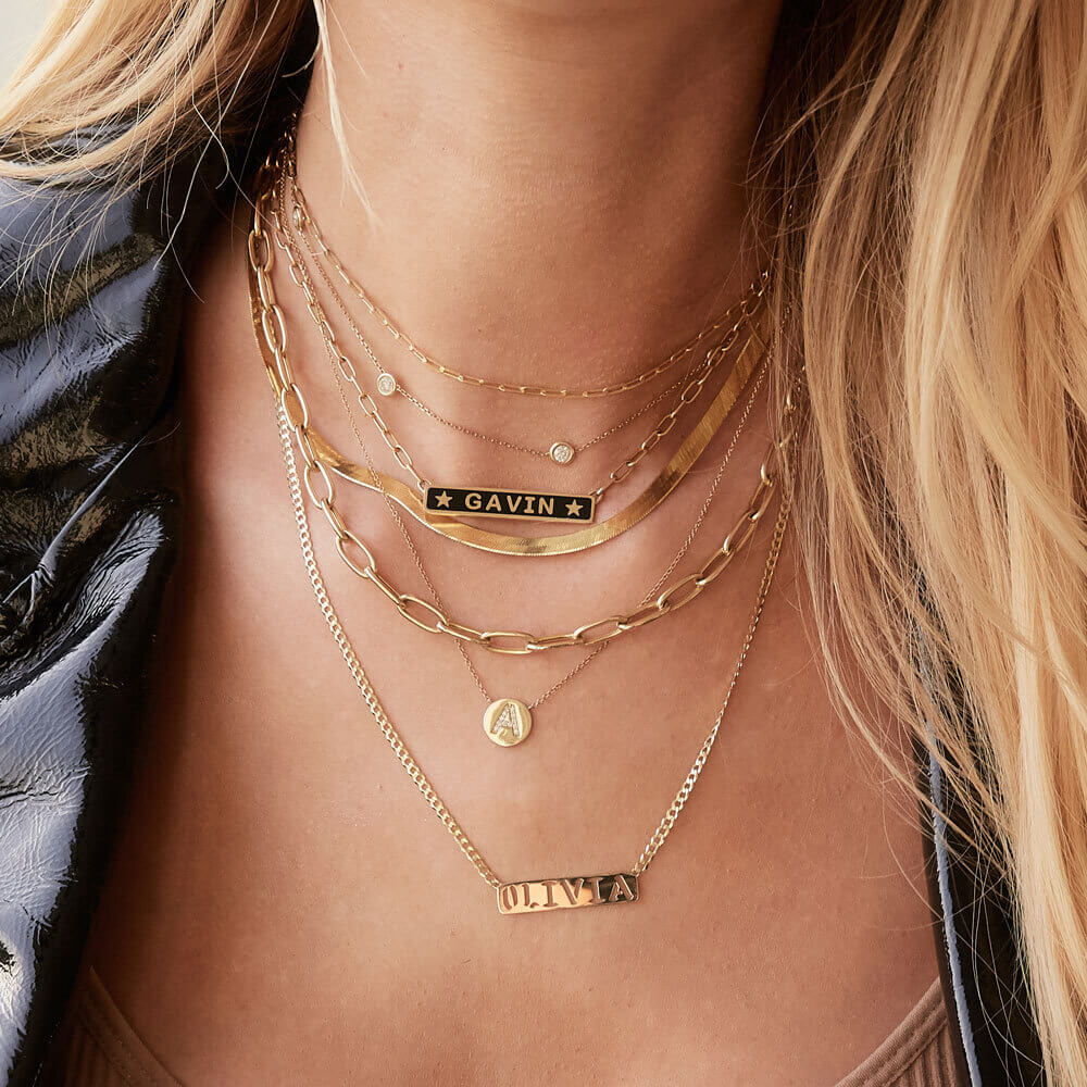 Cuban Link Custom Nameplate Necklace - Lotus Diamond