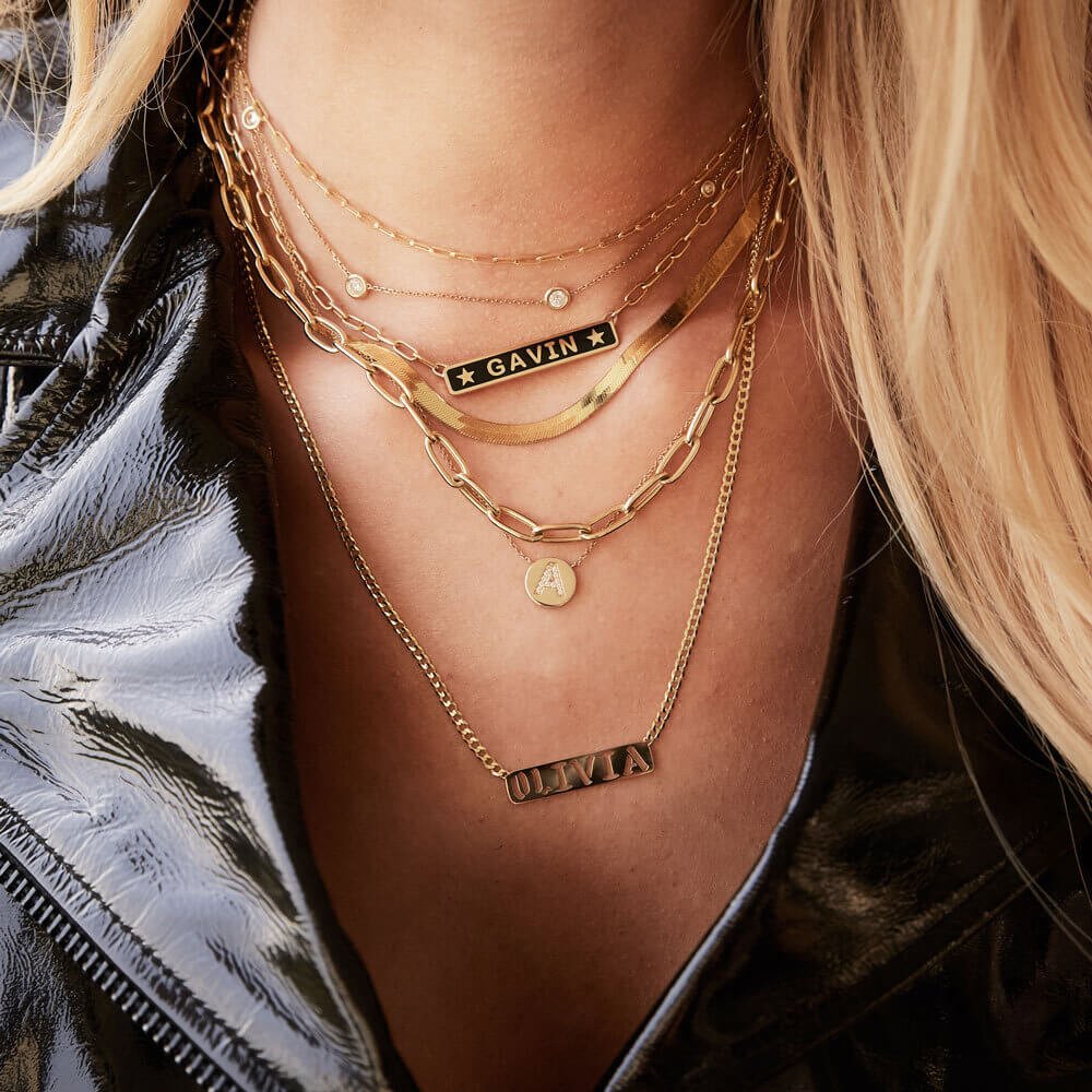 Cuban Link Custom Nameplate Necklace - Lotus Diamond