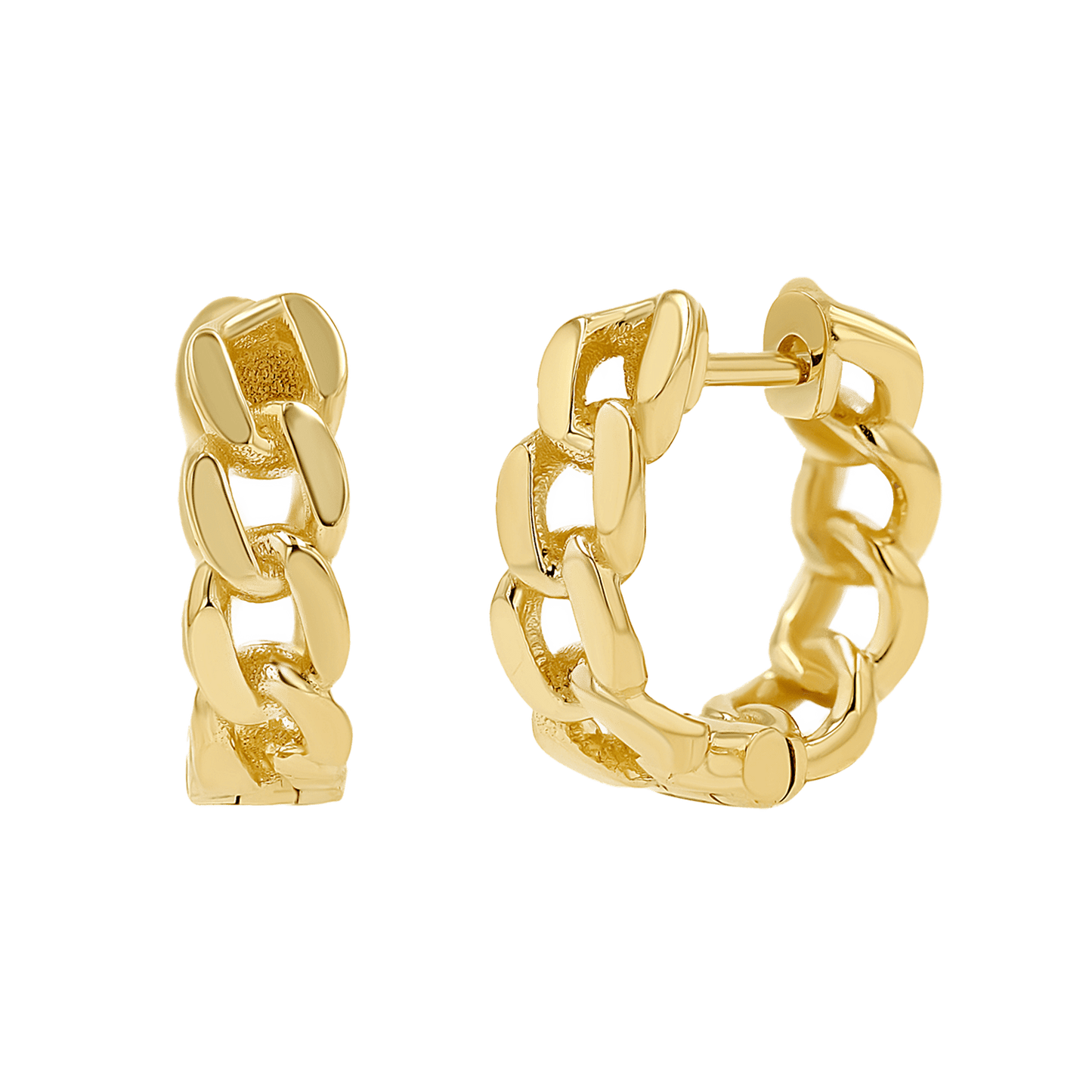 Cuban Link Huggies Hoop Earrings - Lotus Diamond