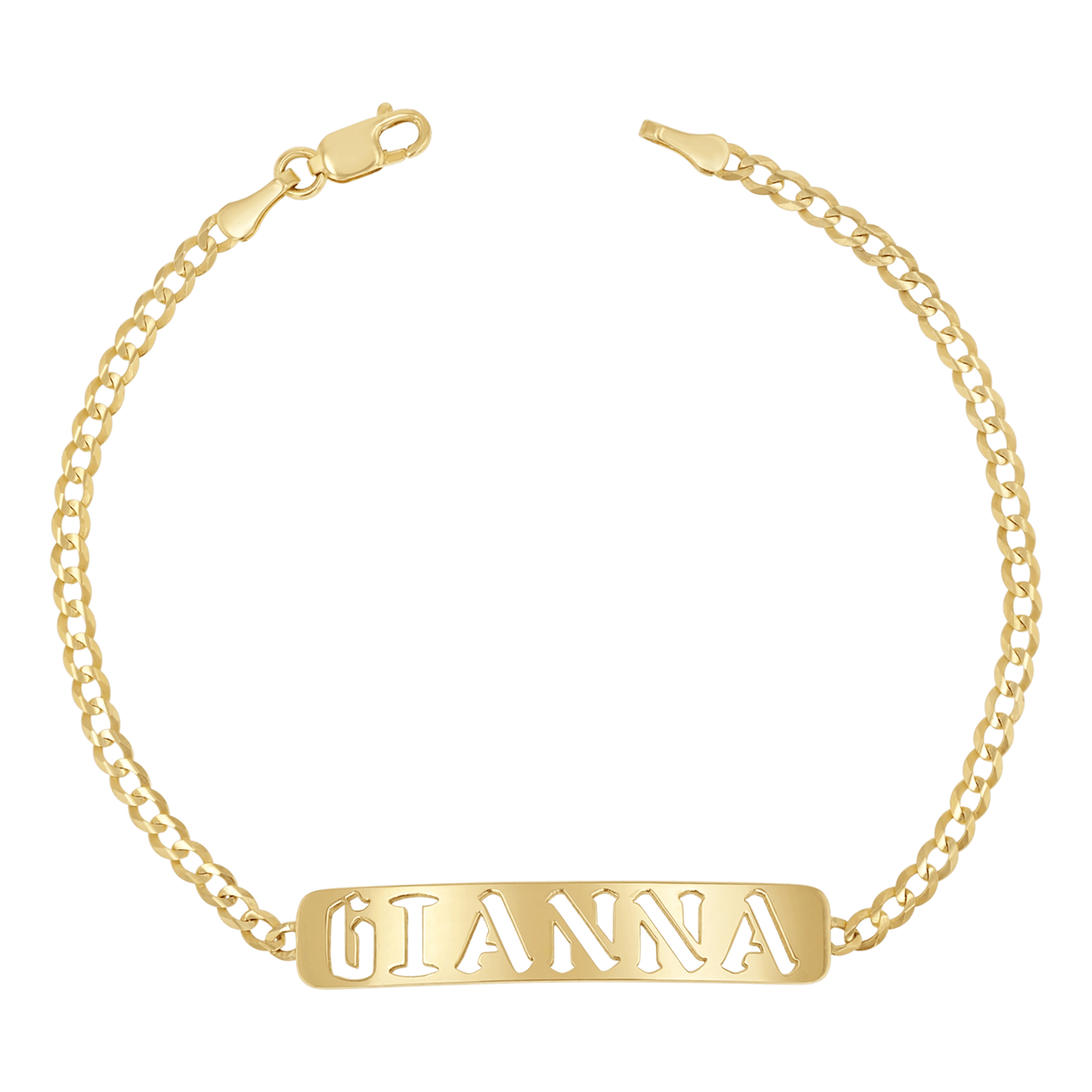 Cuban Link Nameplate Bracelet - Lotus Diamond