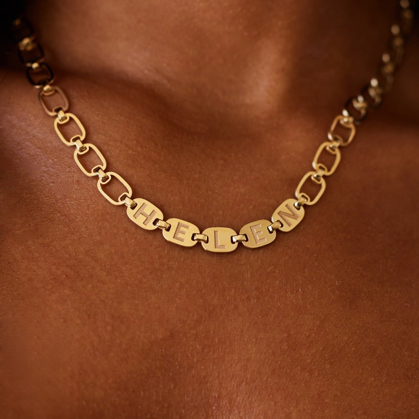 Custom Chain Link Name Necklace - Lotus Diamond