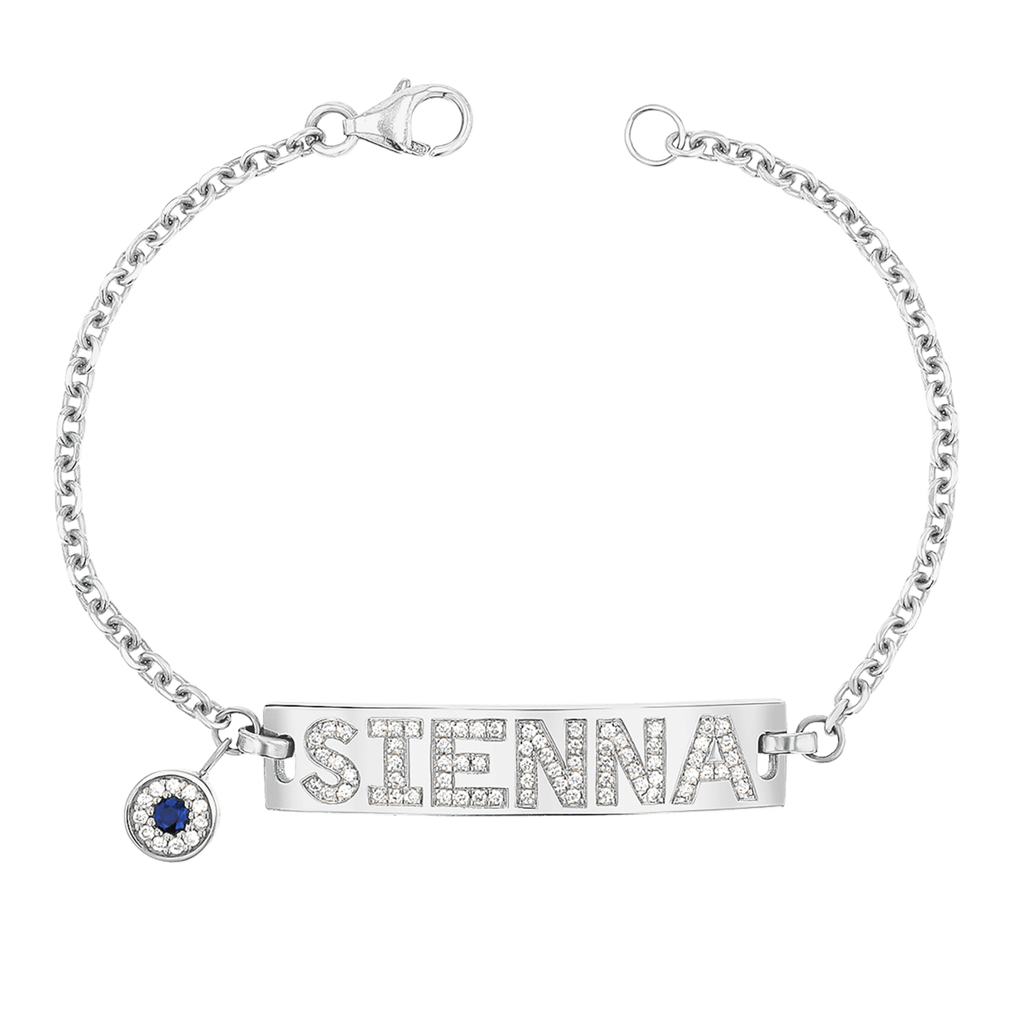Custom Diamond Bar Bracelet With Evil Eye - Lotus Diamond