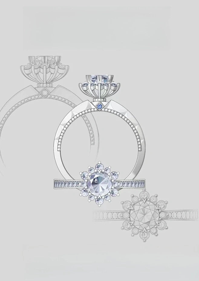 Custom Diamond Engagement Ring - Lotus Diamond