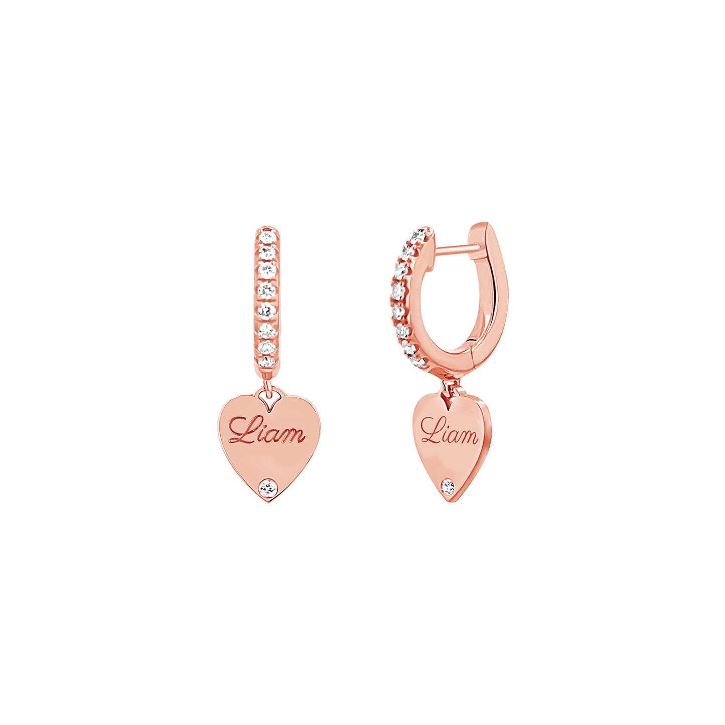 Custom Diamond Heart Huggie Earrings - Lotus Diamond