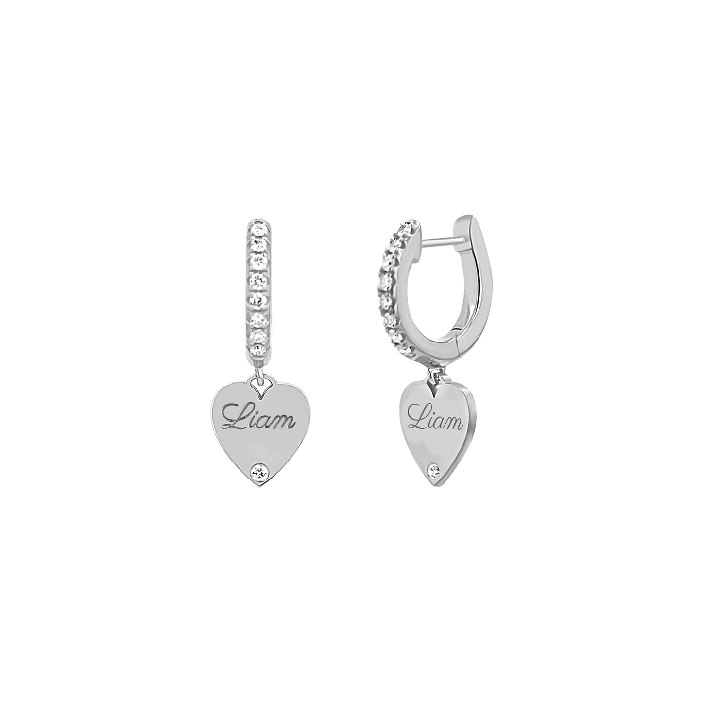 Custom Diamond Heart Huggie Earrings - Lotus Diamond