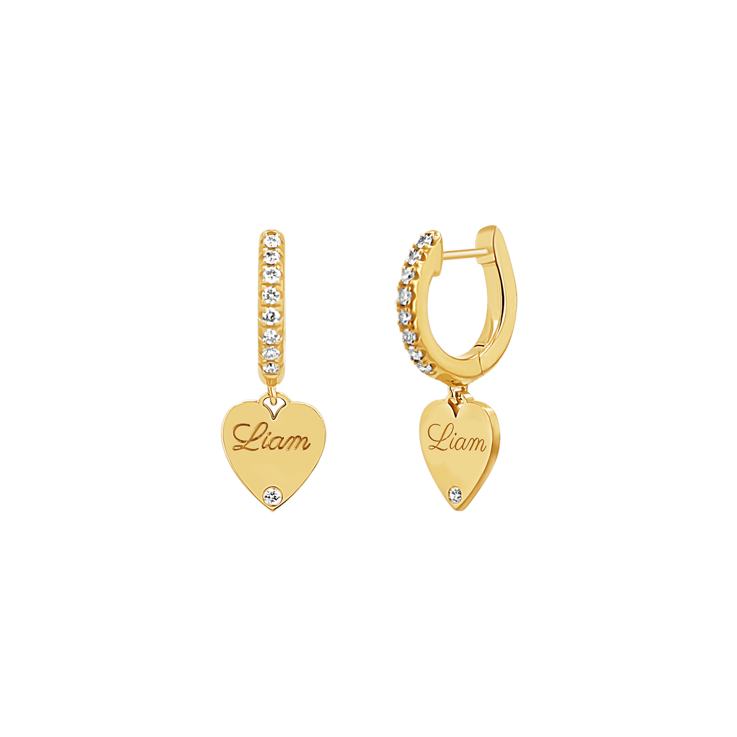 Custom Diamond Heart Huggie Earrings - Lotus Diamond
