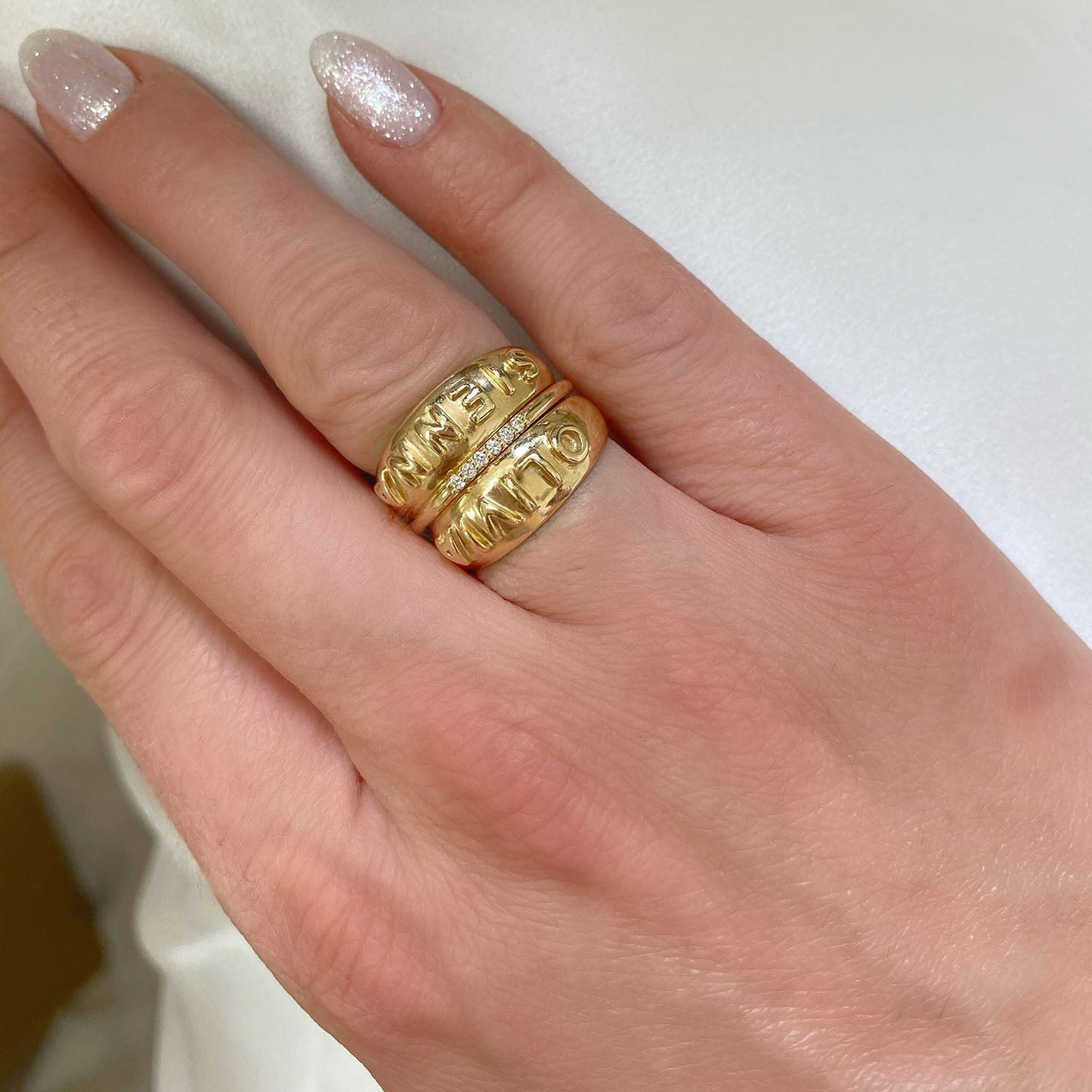 Custom Domed Ring - Lotus Diamond