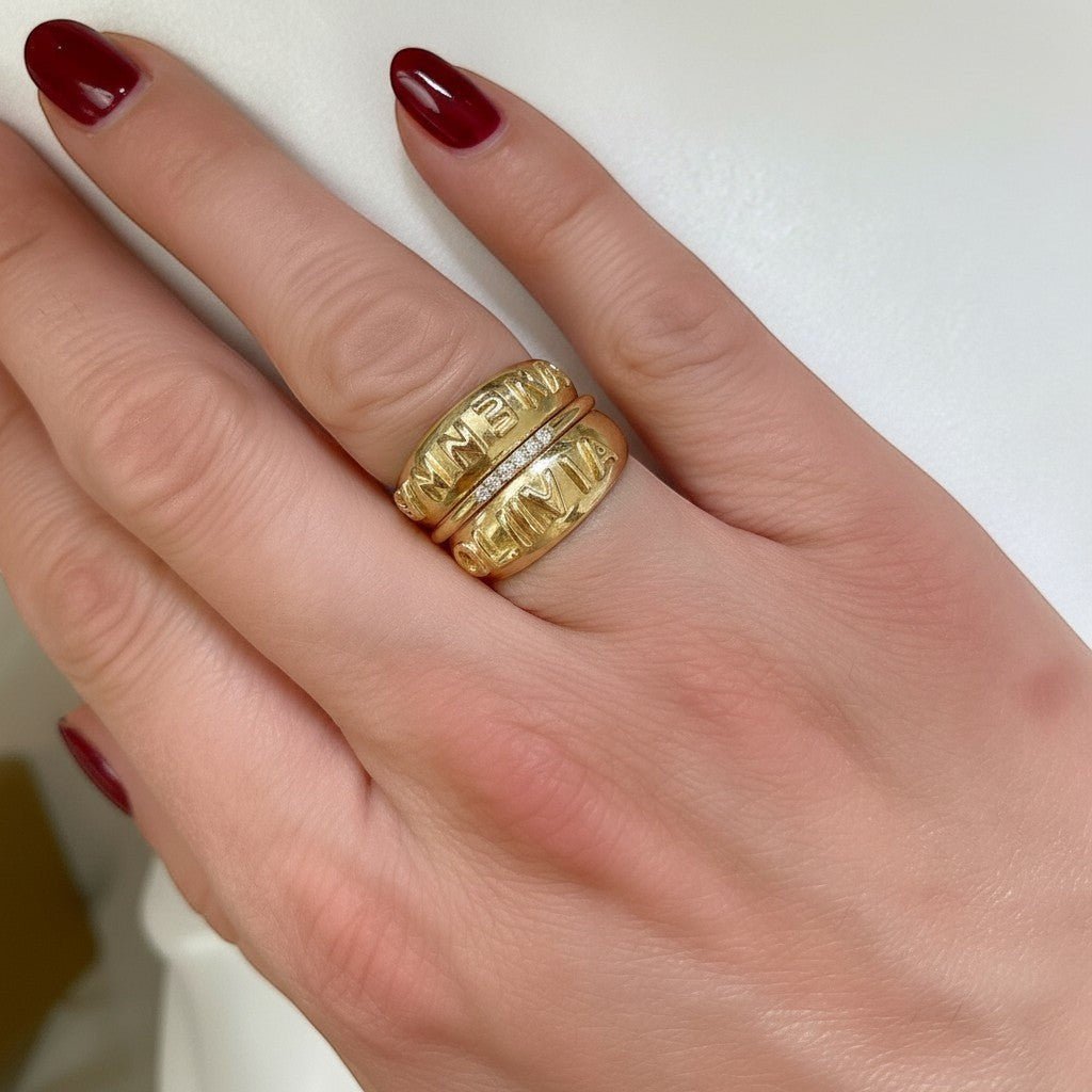 Custom Domed Ring - Lotus Diamond