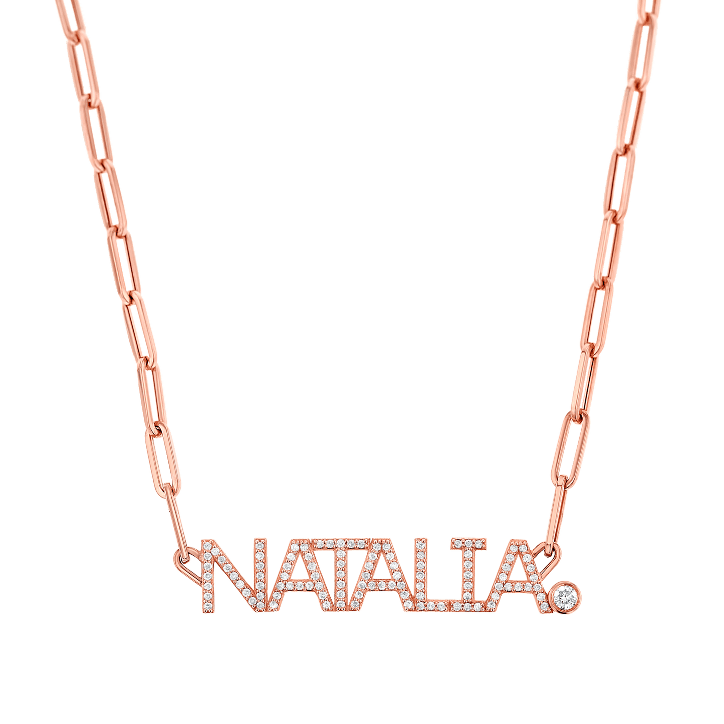 Custom Paper Clip Diamond Name Necklace - Lotus Diamond