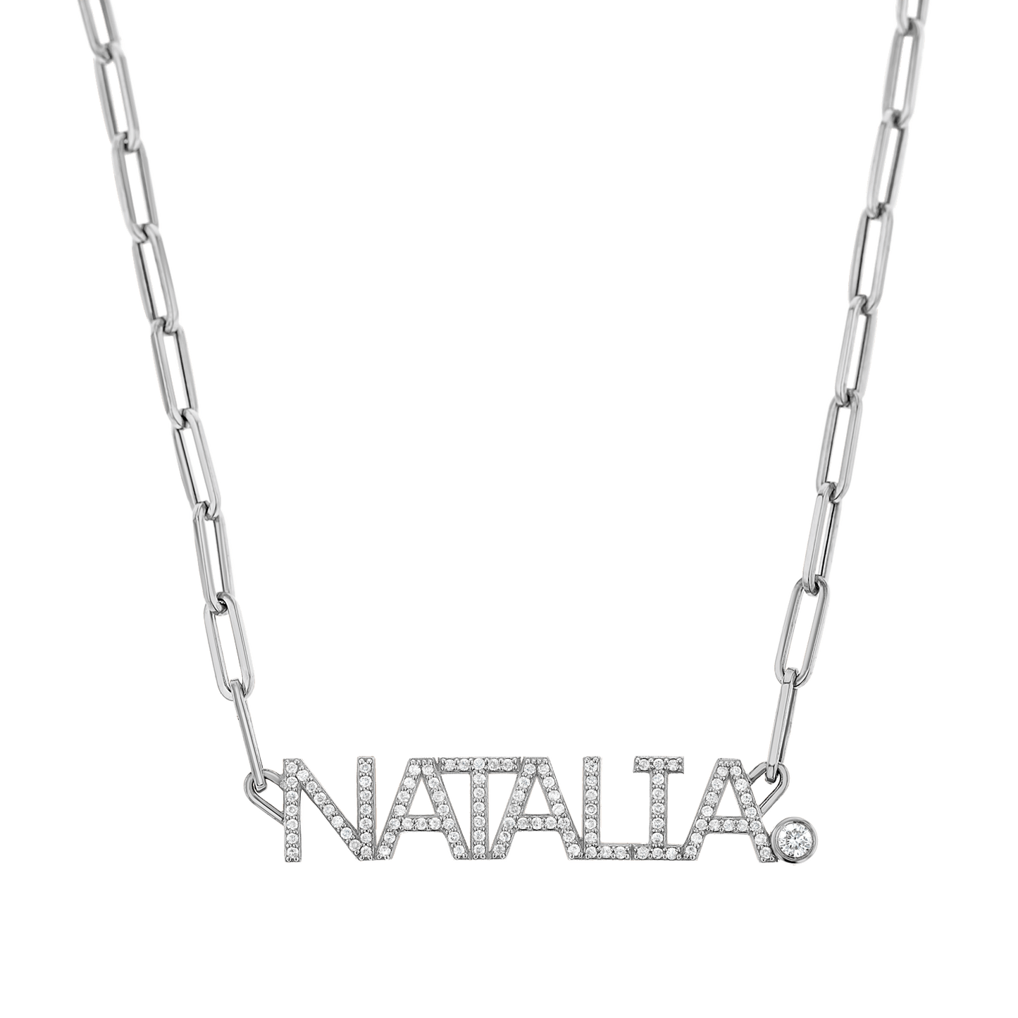 Custom Paper Clip Diamond Name Necklace - Lotus Diamond