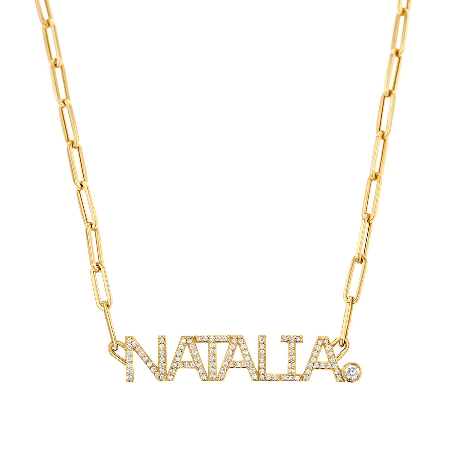 Custom Paper Clip Diamond Name Necklace - Lotus Diamond