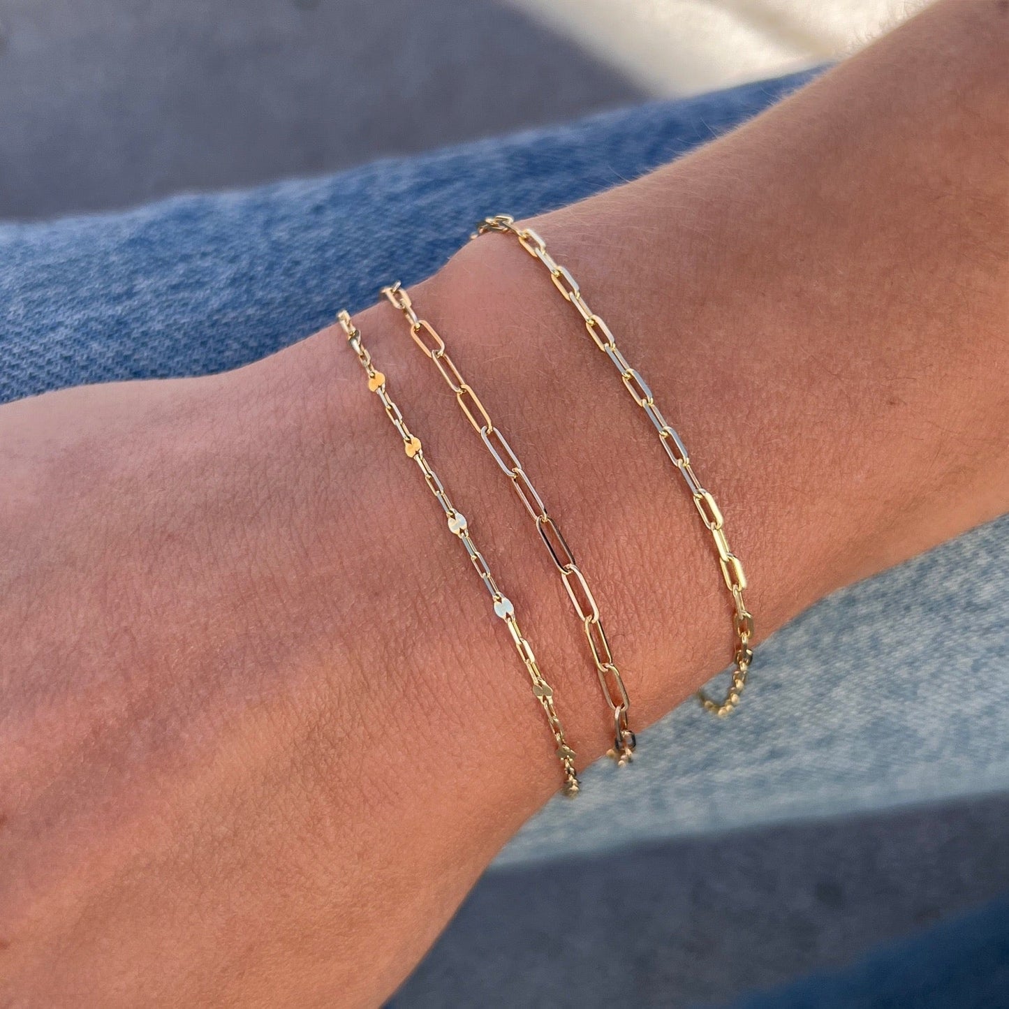 Dainty Paper Clip Bracelet - Lotus Diamond