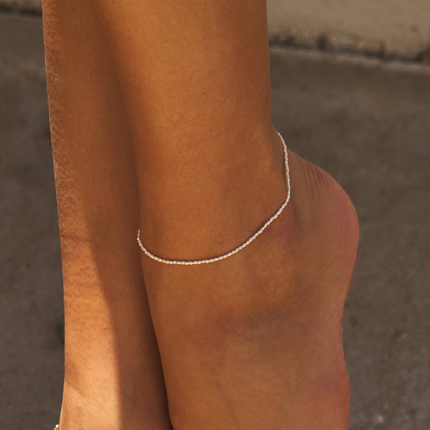 Dainty Pearl Anklet - Lotus Diamond