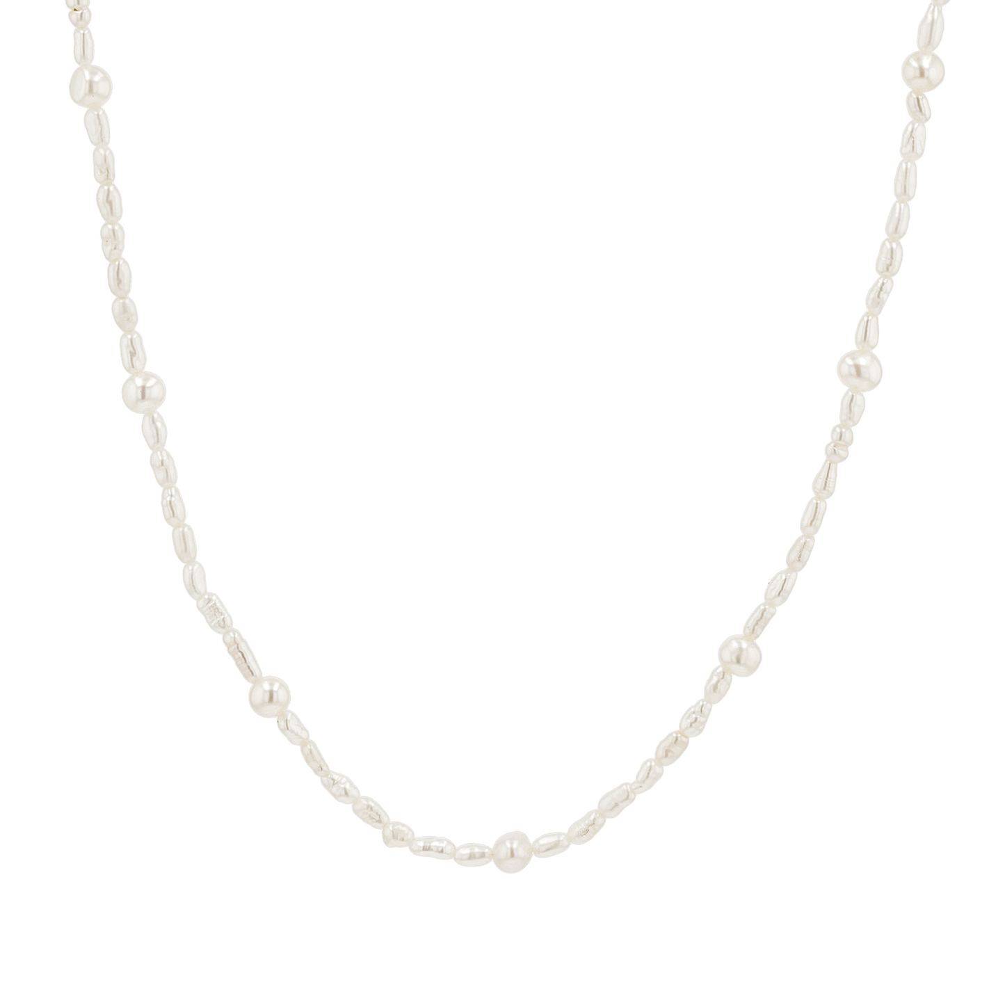 Dainty Pearl Station Necklace - Lotus Diamond