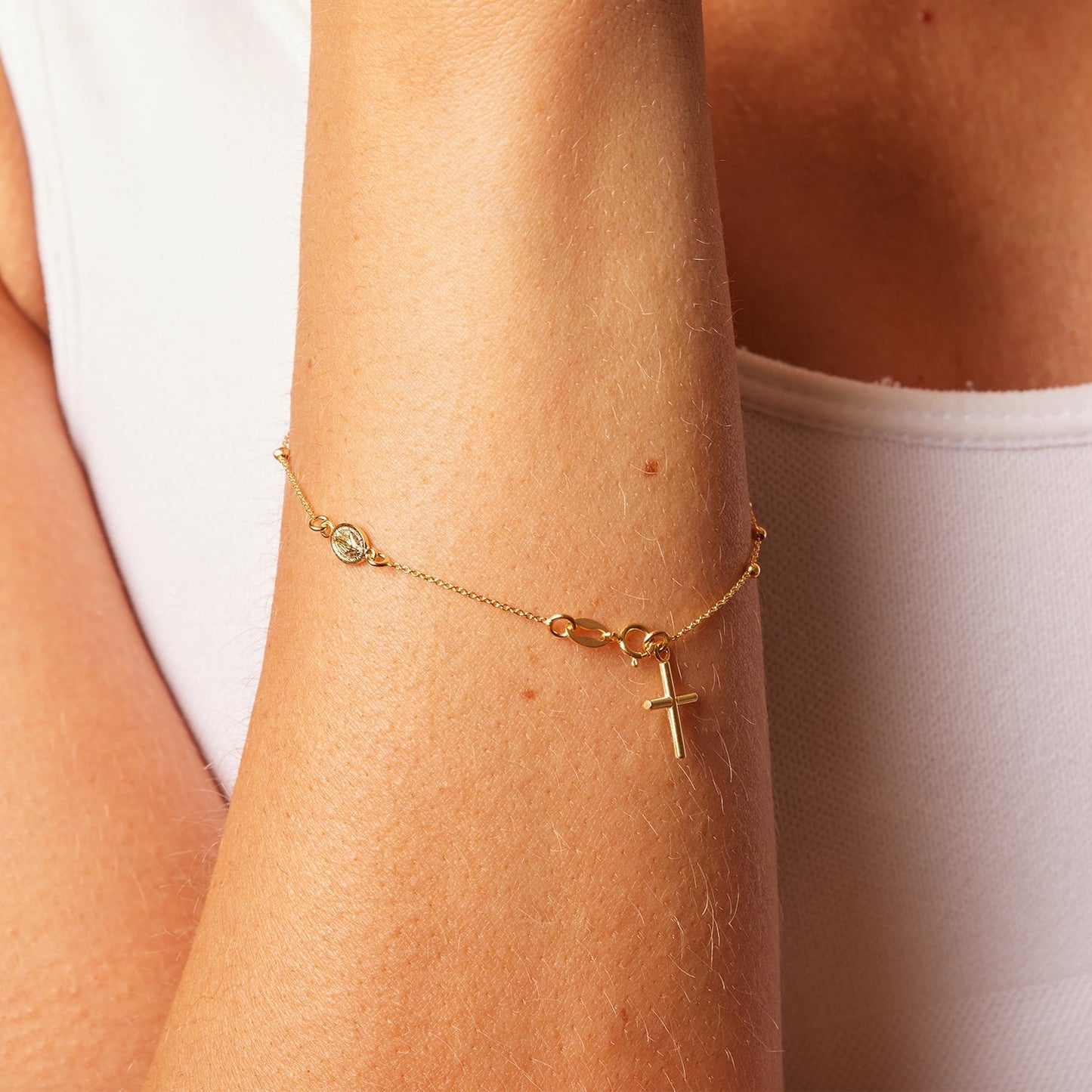 Dainty Rosary Bracelet - Lotus Diamond