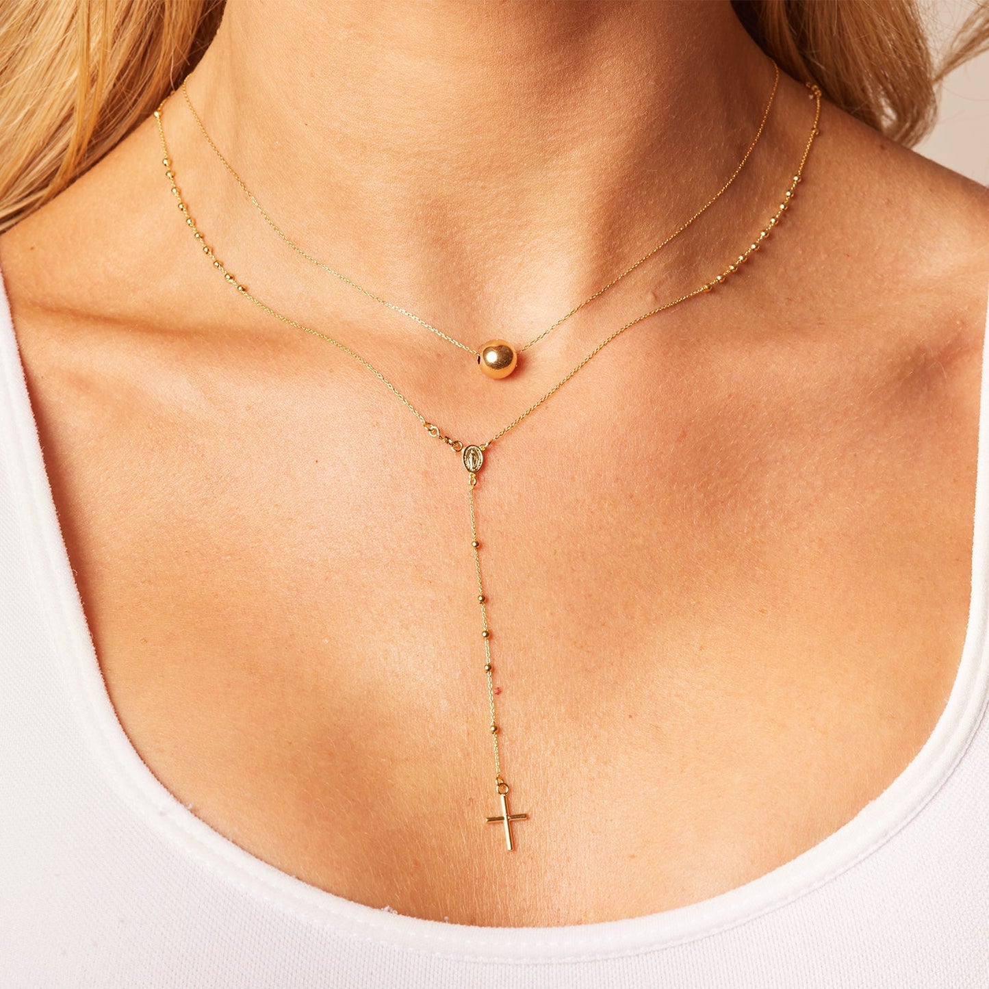 Dainty Rosary Necklace - Lotus Diamond