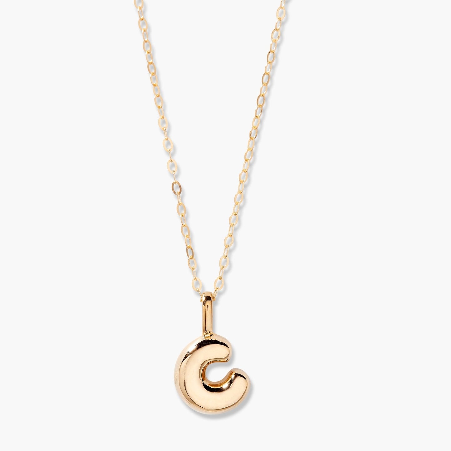 Darby 14K Gold Bubble Initial Pendant - Lotus Diamond
