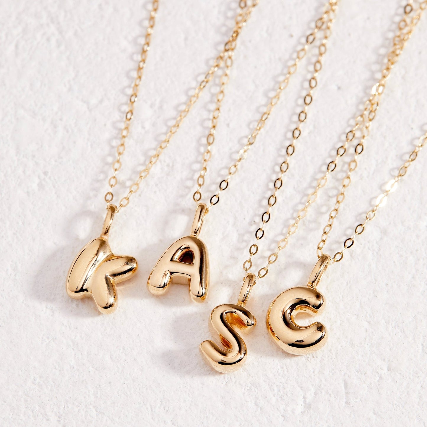 Darby 14K Gold Bubble Initial Pendant - Lotus Diamond