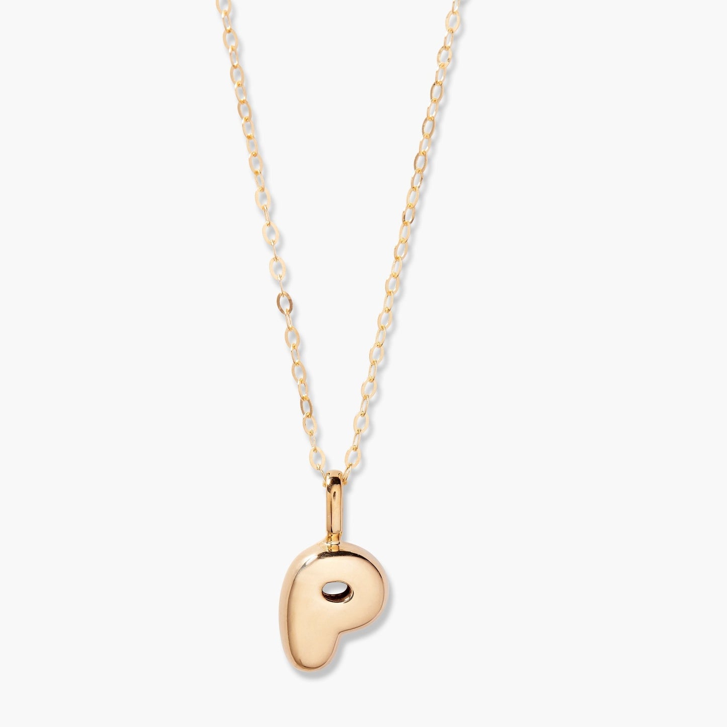 Darby 14K Gold Bubble Initial Pendant - Lotus Diamond