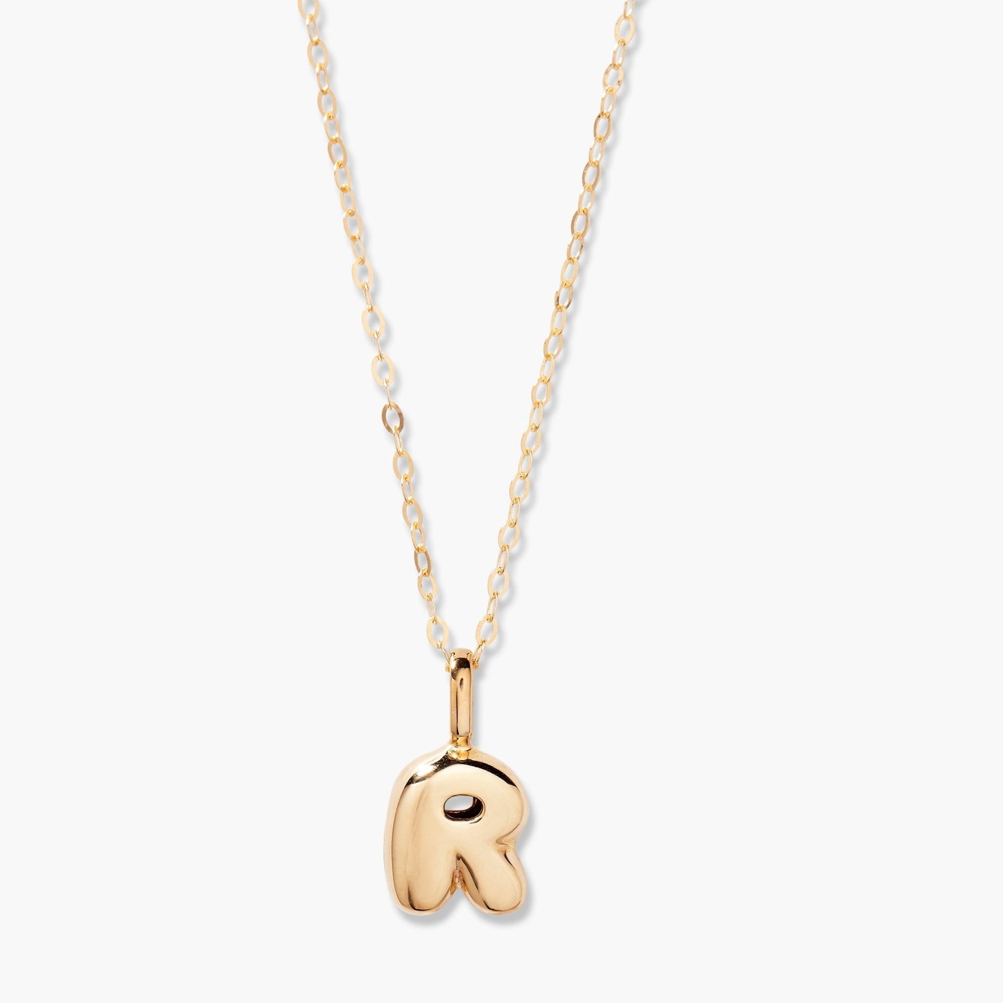 Darby 14K Gold Bubble Initial Pendant - Lotus Diamond