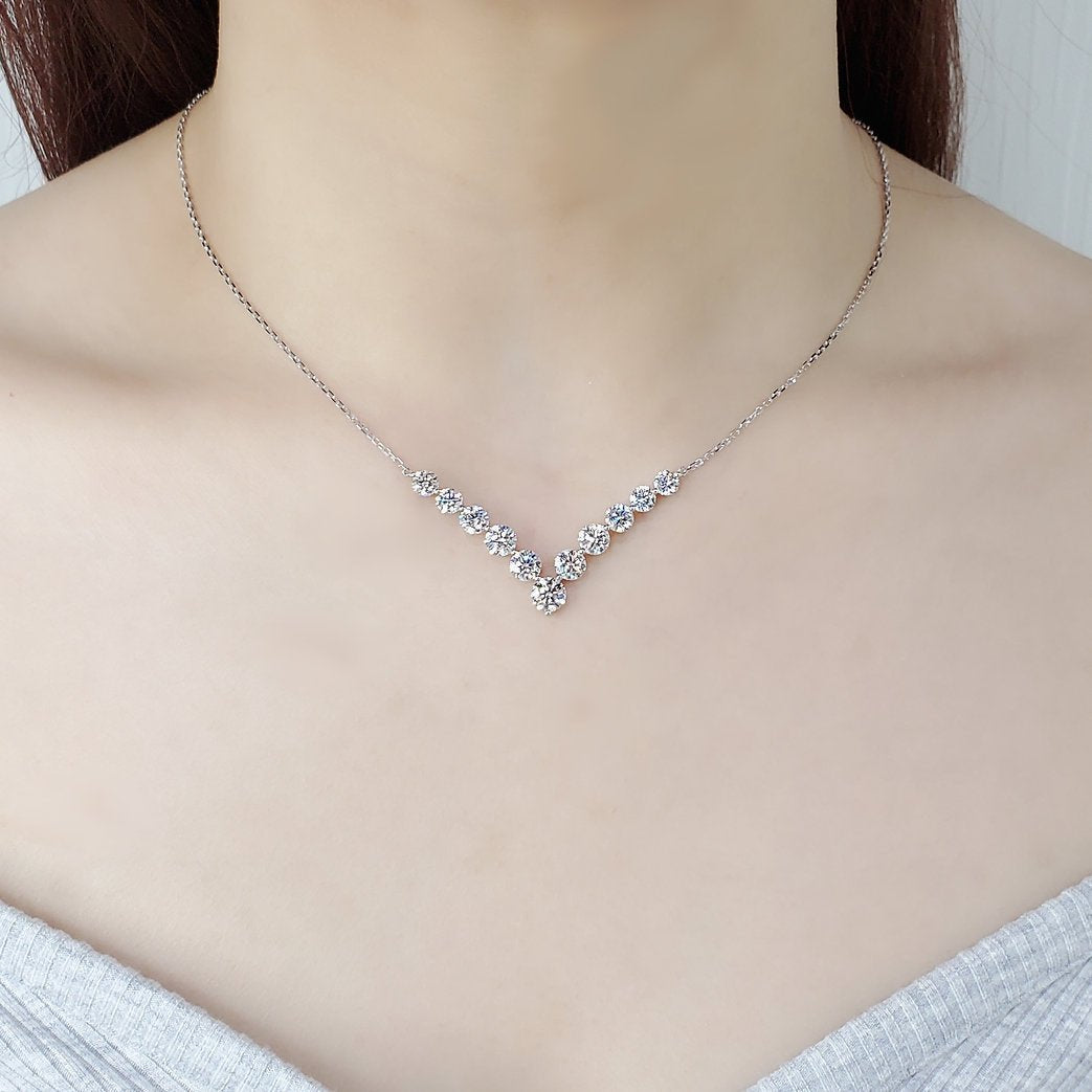Diamond 18K necklace 5.8ctw - Lotus Diamond