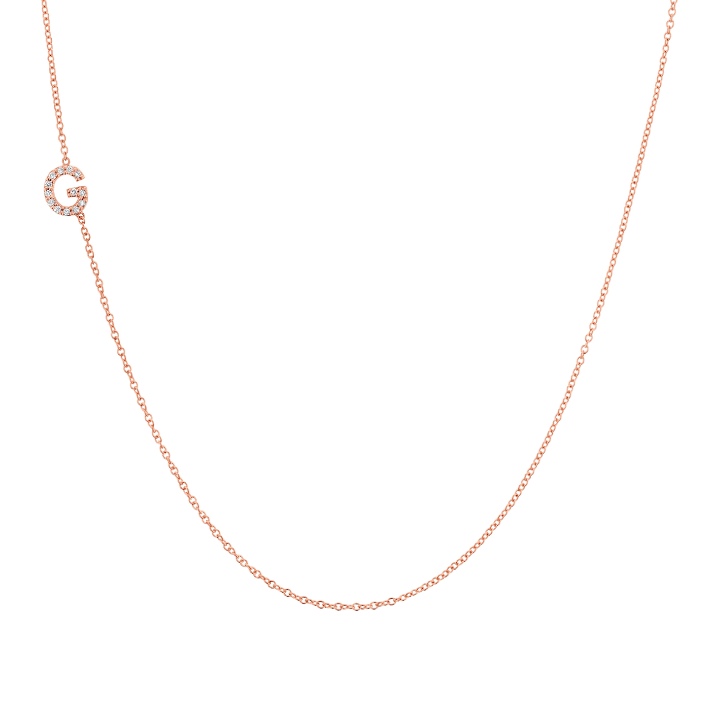 Diamond Asymmetrical Initial Necklace - Lotus Diamond