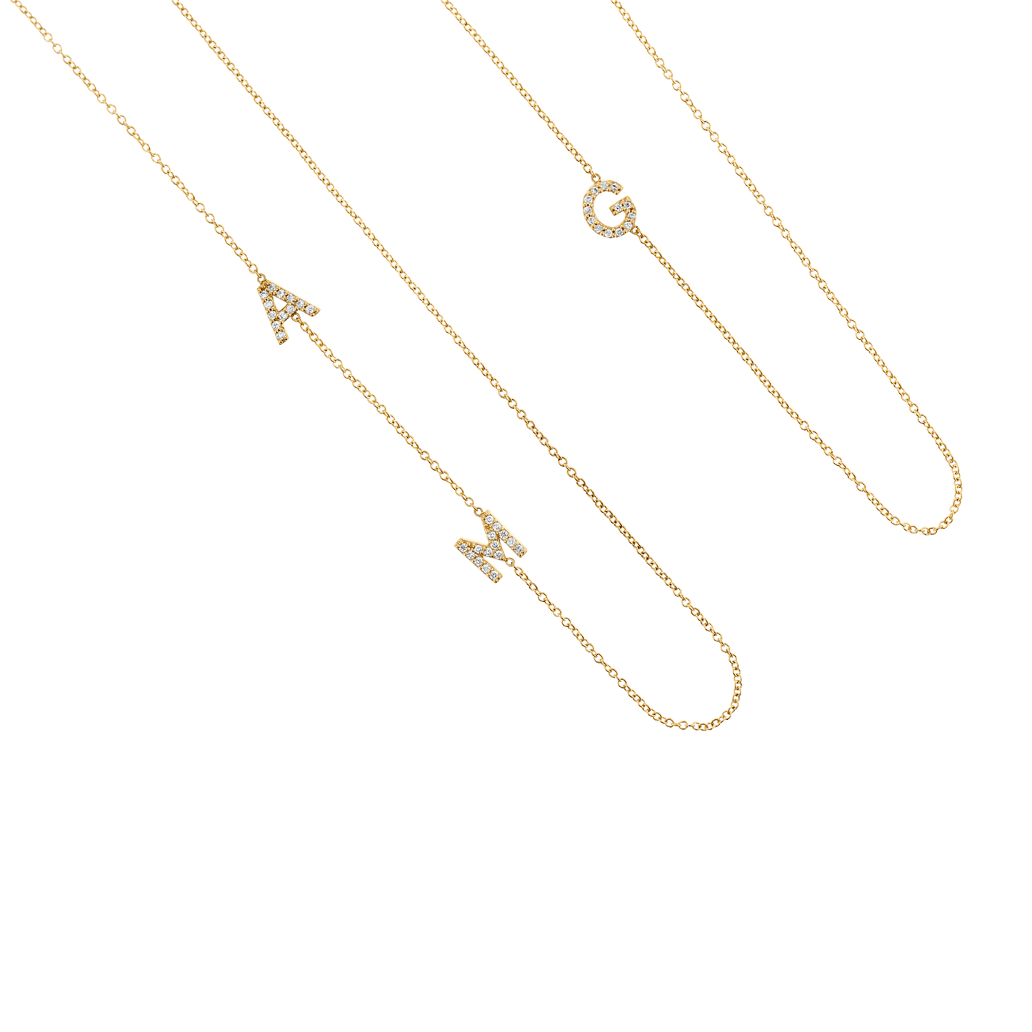 Diamond Asymmetrical Initial Necklace - Lotus Diamond
