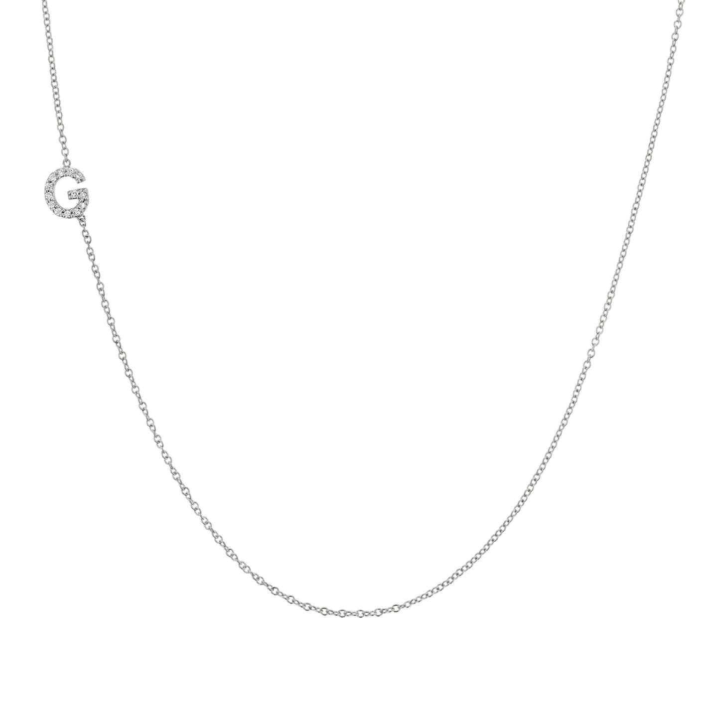 Diamond Asymmetrical Initial Necklace - Lotus Diamond