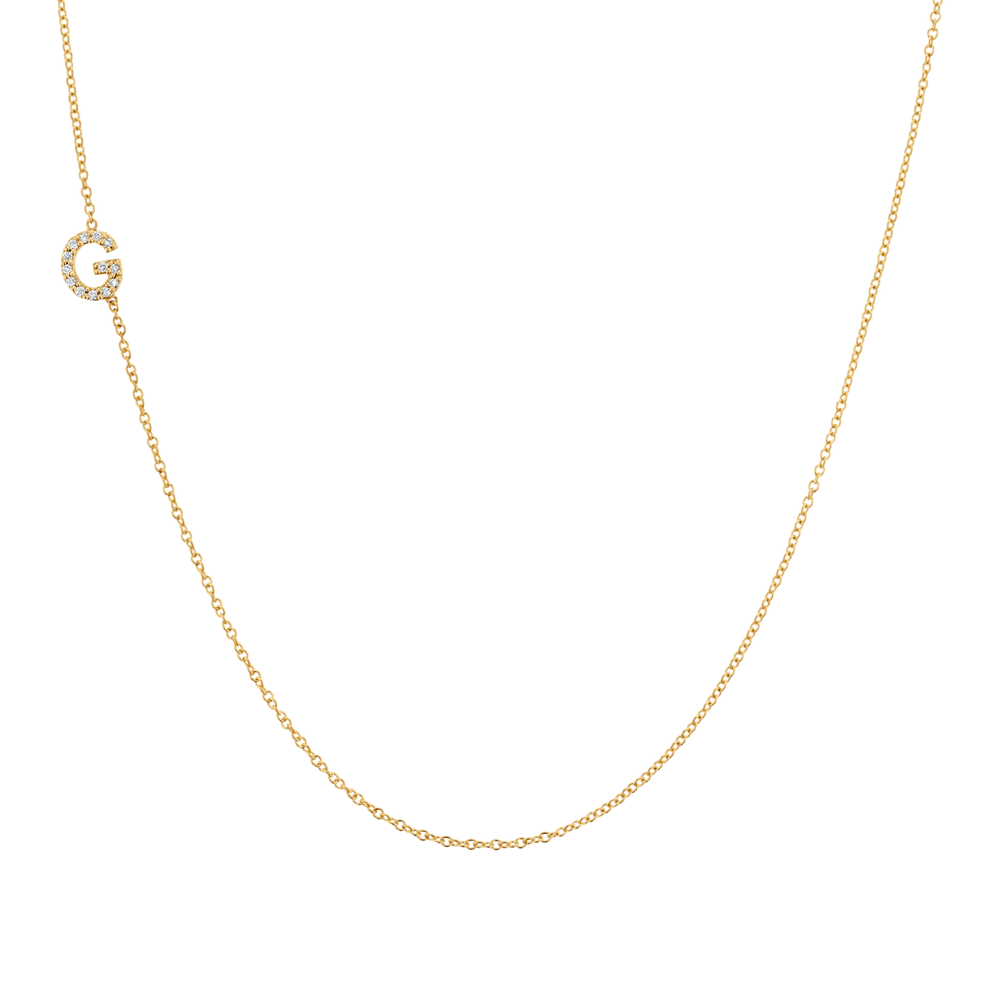 Diamond Asymmetrical Initial Necklace - Lotus Diamond