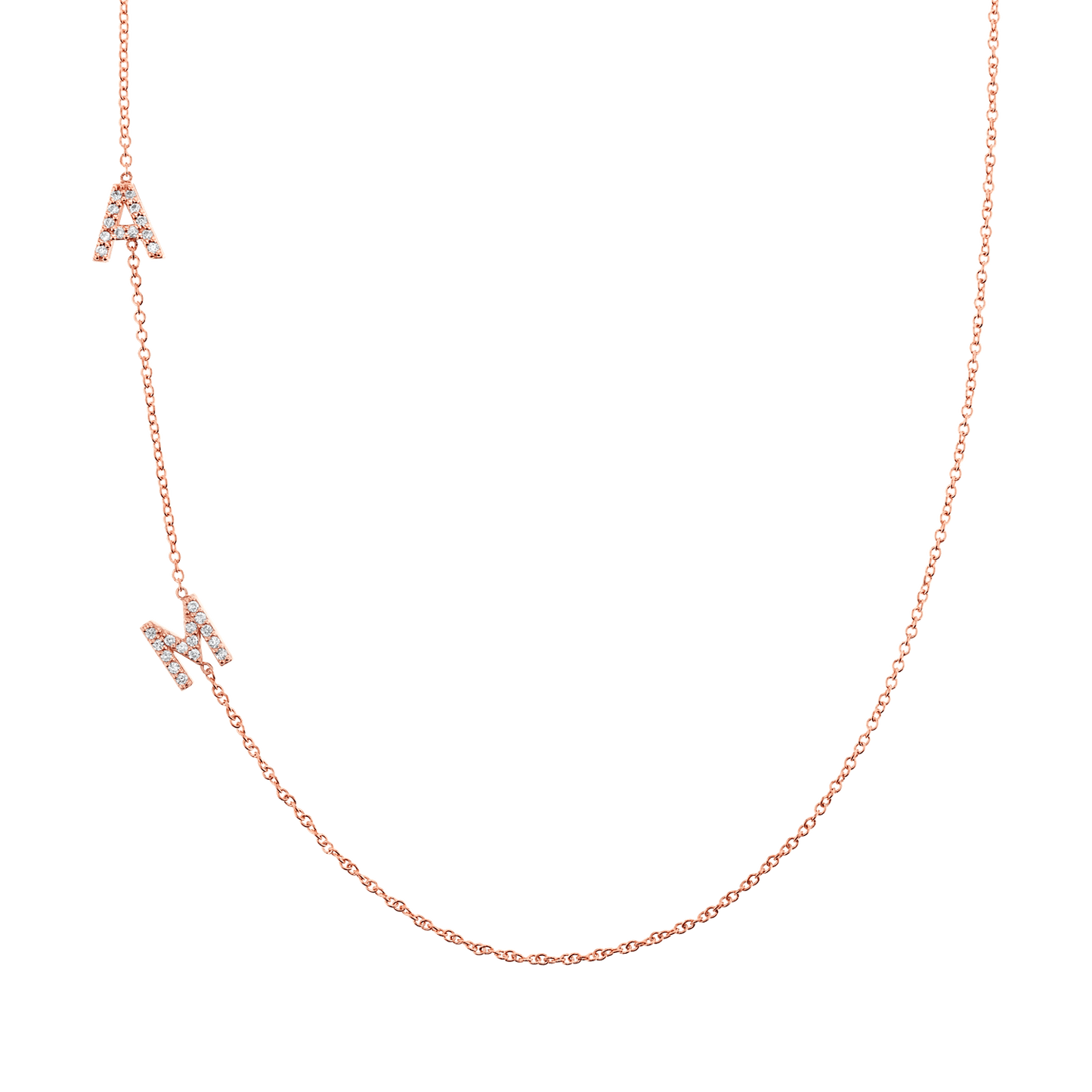 Diamond Asymmetrical Multi Initial Necklace - Lotus Diamond