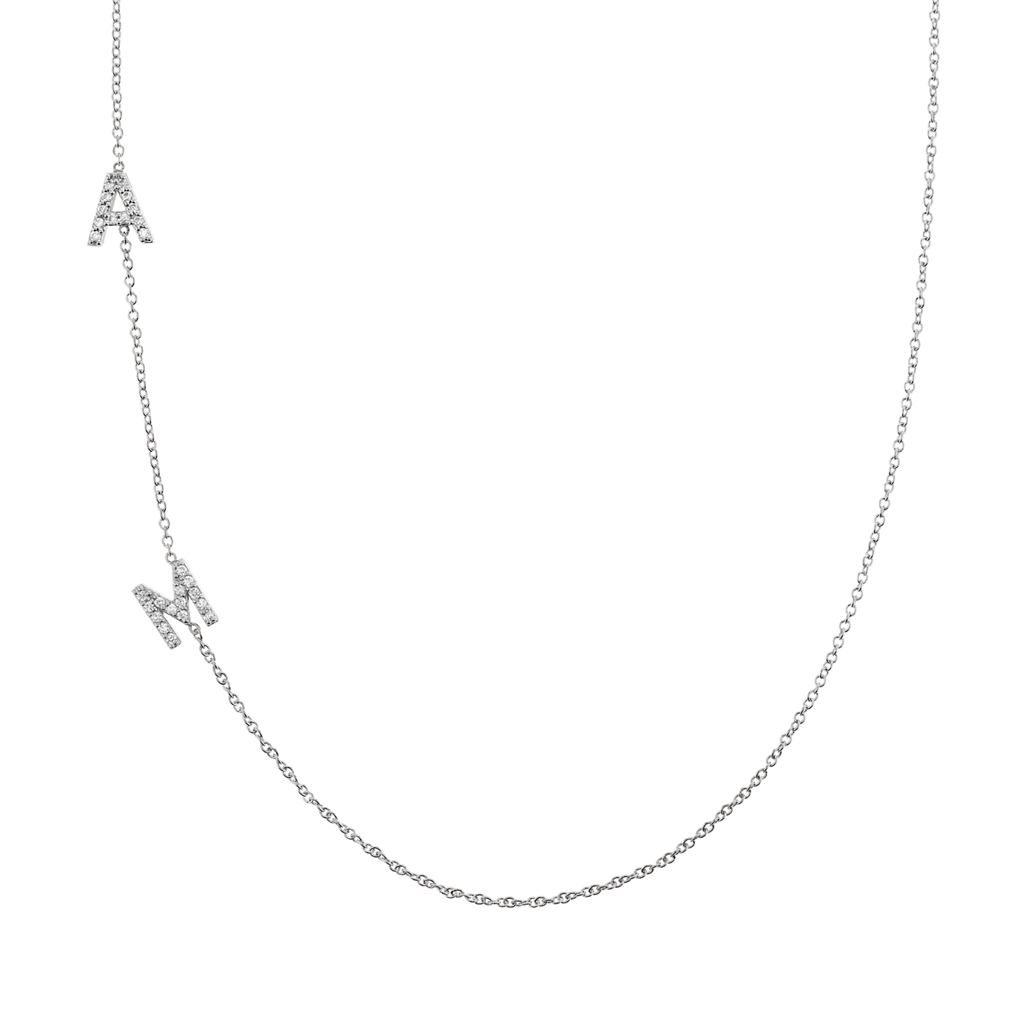 Diamond Asymmetrical Multi Initial Necklace - Lotus Diamond