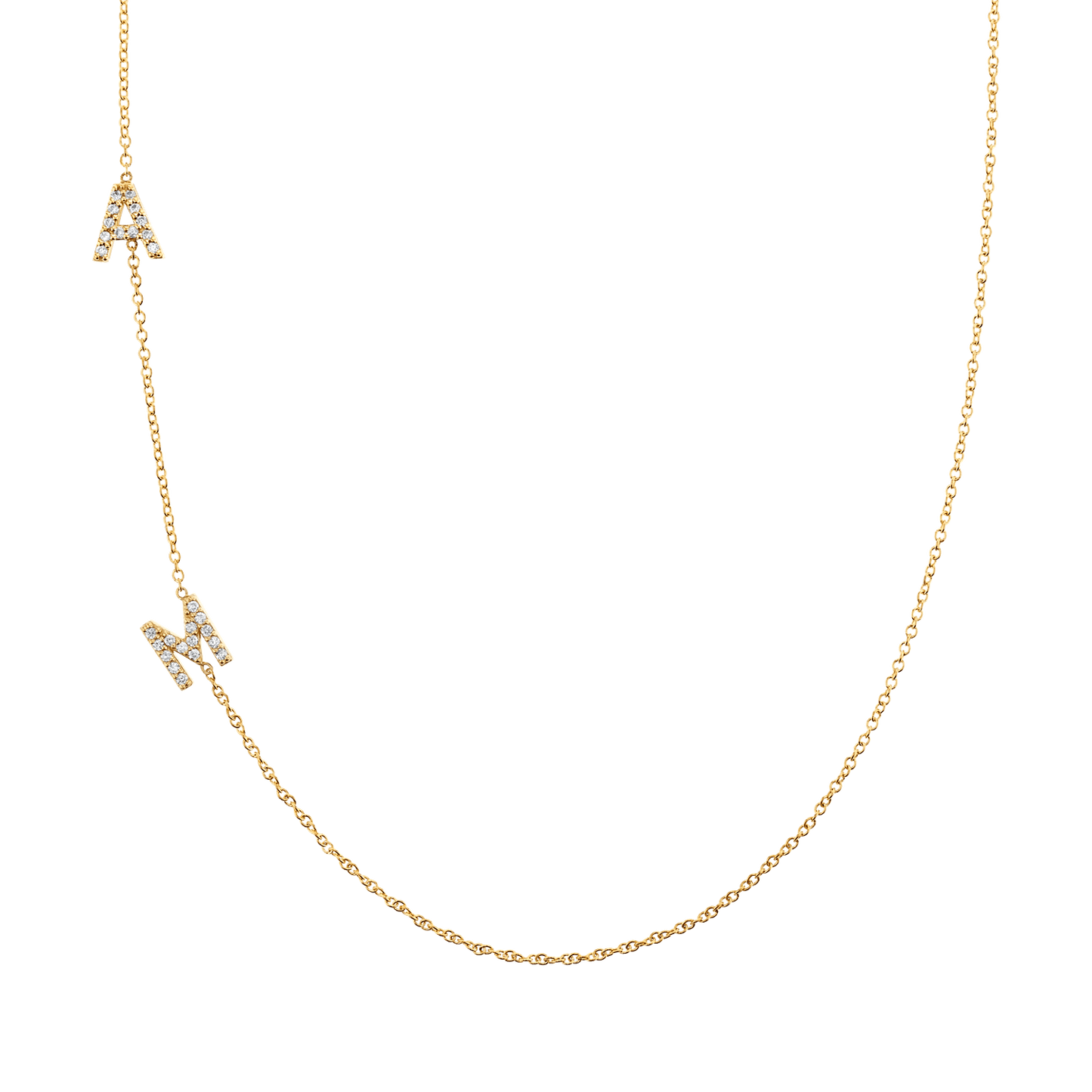 Diamond Asymmetrical Multi Initial Necklace - Lotus Diamond