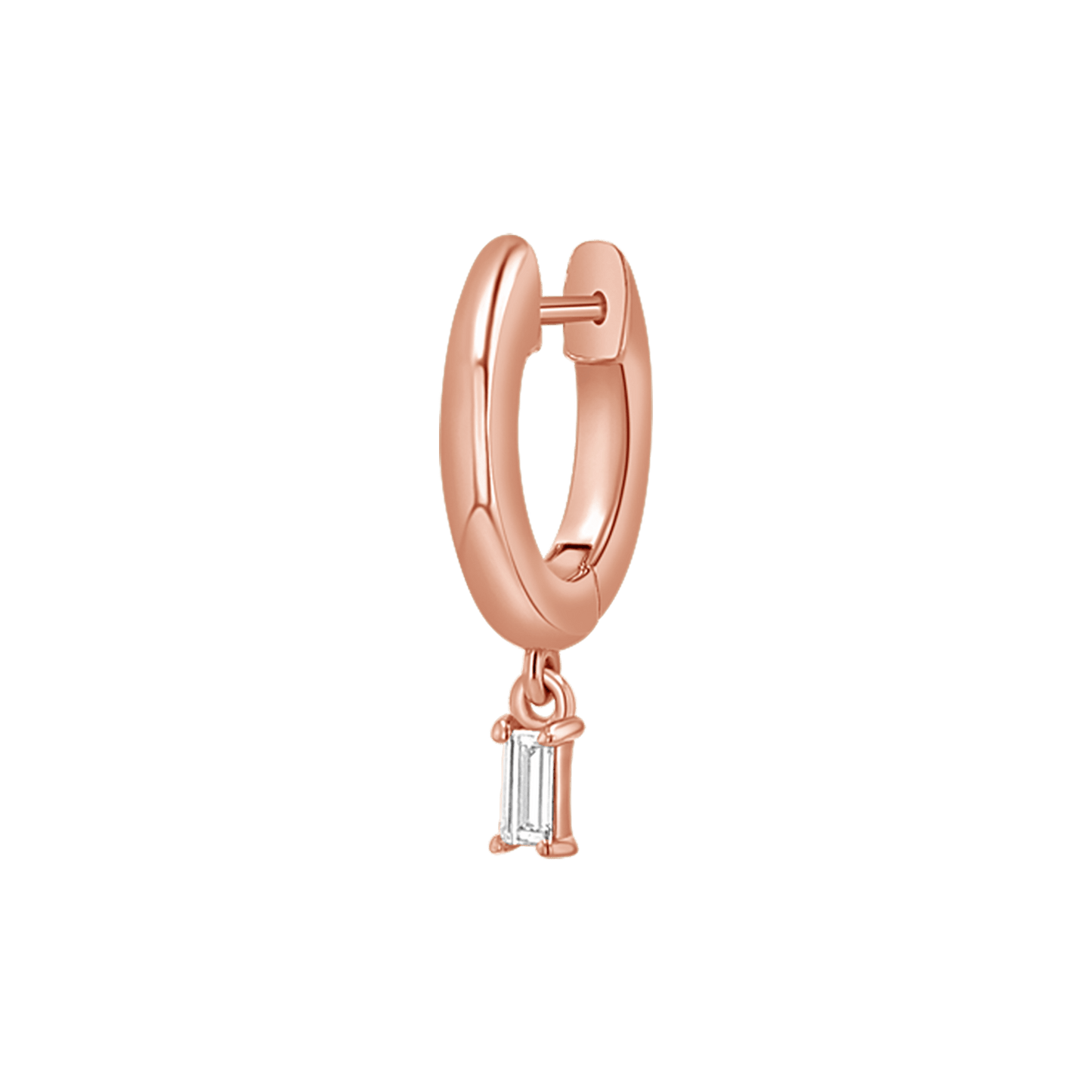Diamond Baguette Charm Drop Huggies - Lotus Diamond