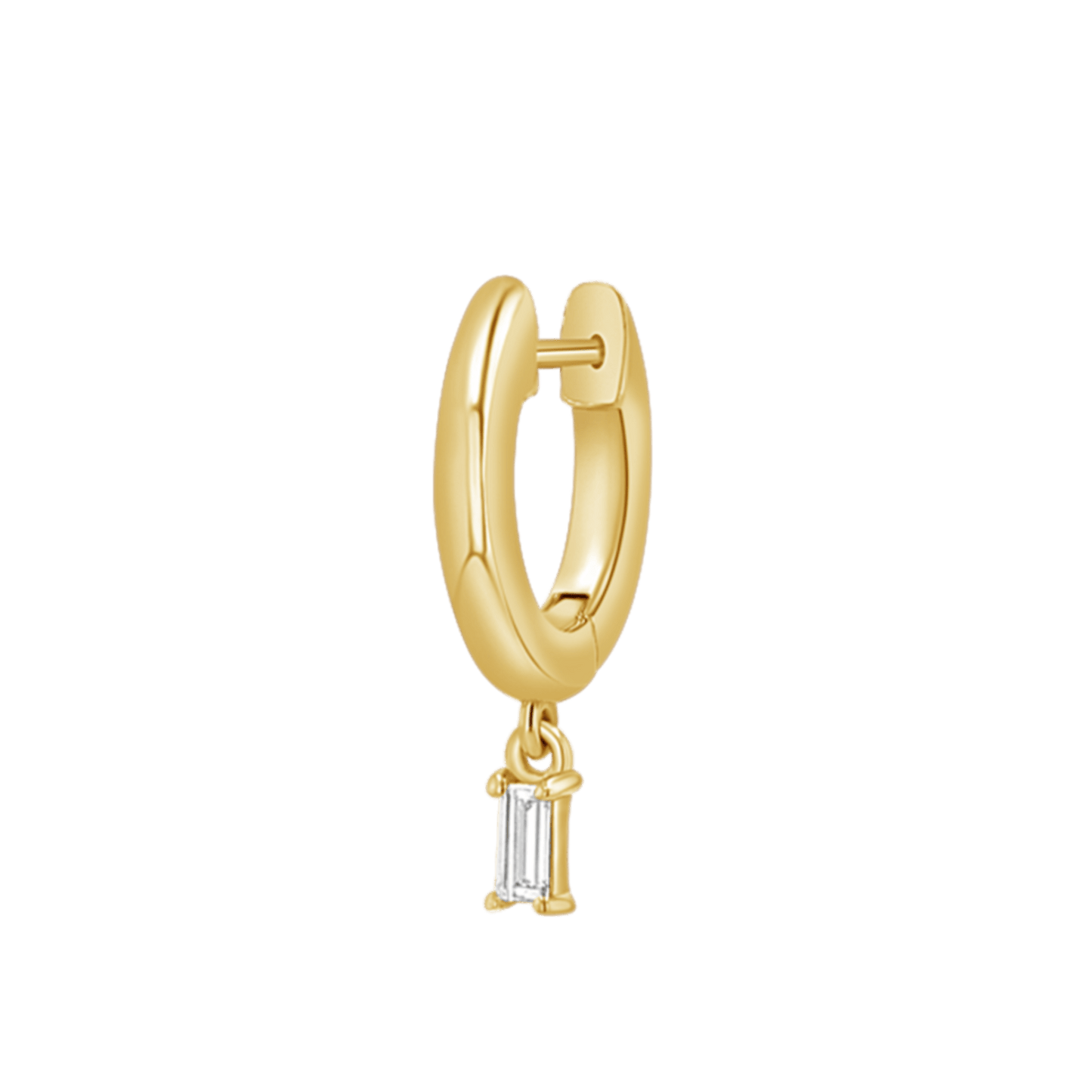 Diamond Baguette Charm Drop Huggies - Lotus Diamond