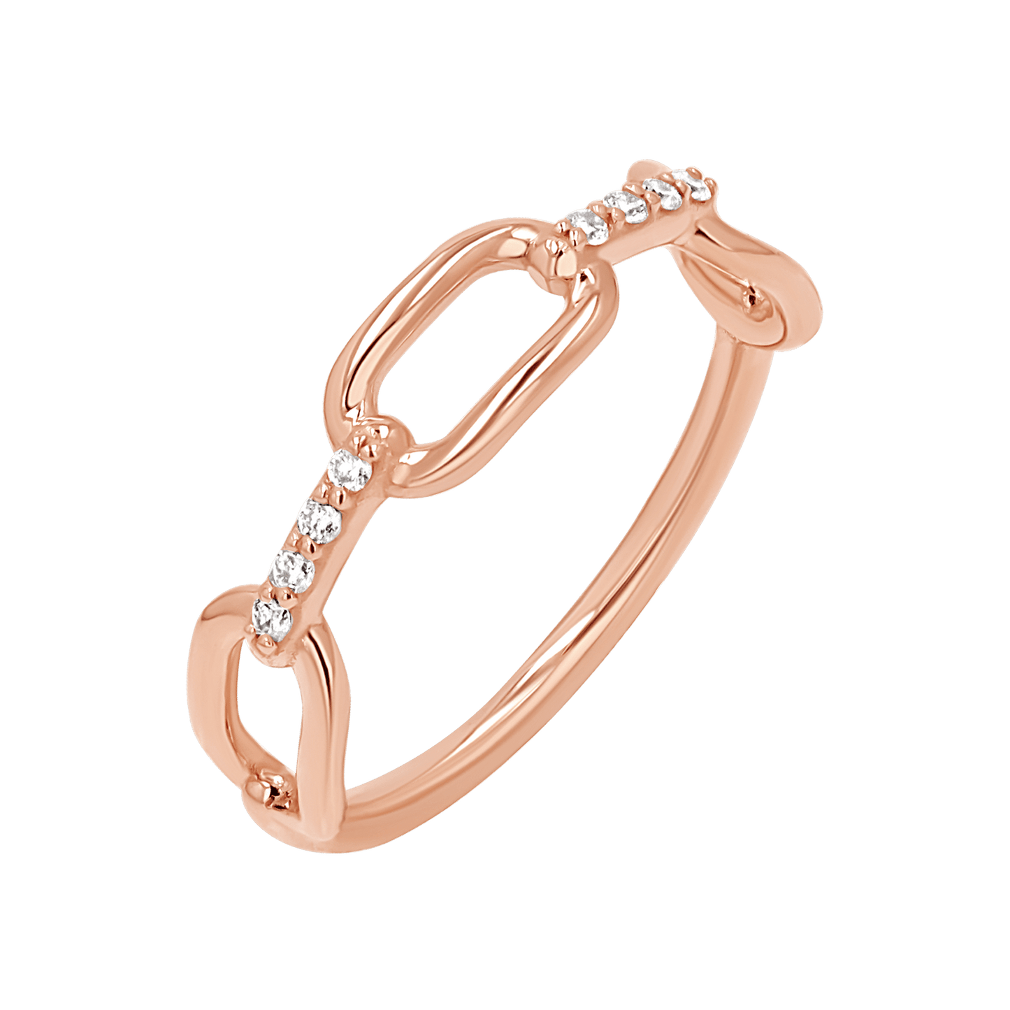 Diamond Bar Paper Clip Link Ring - Lotus Diamond