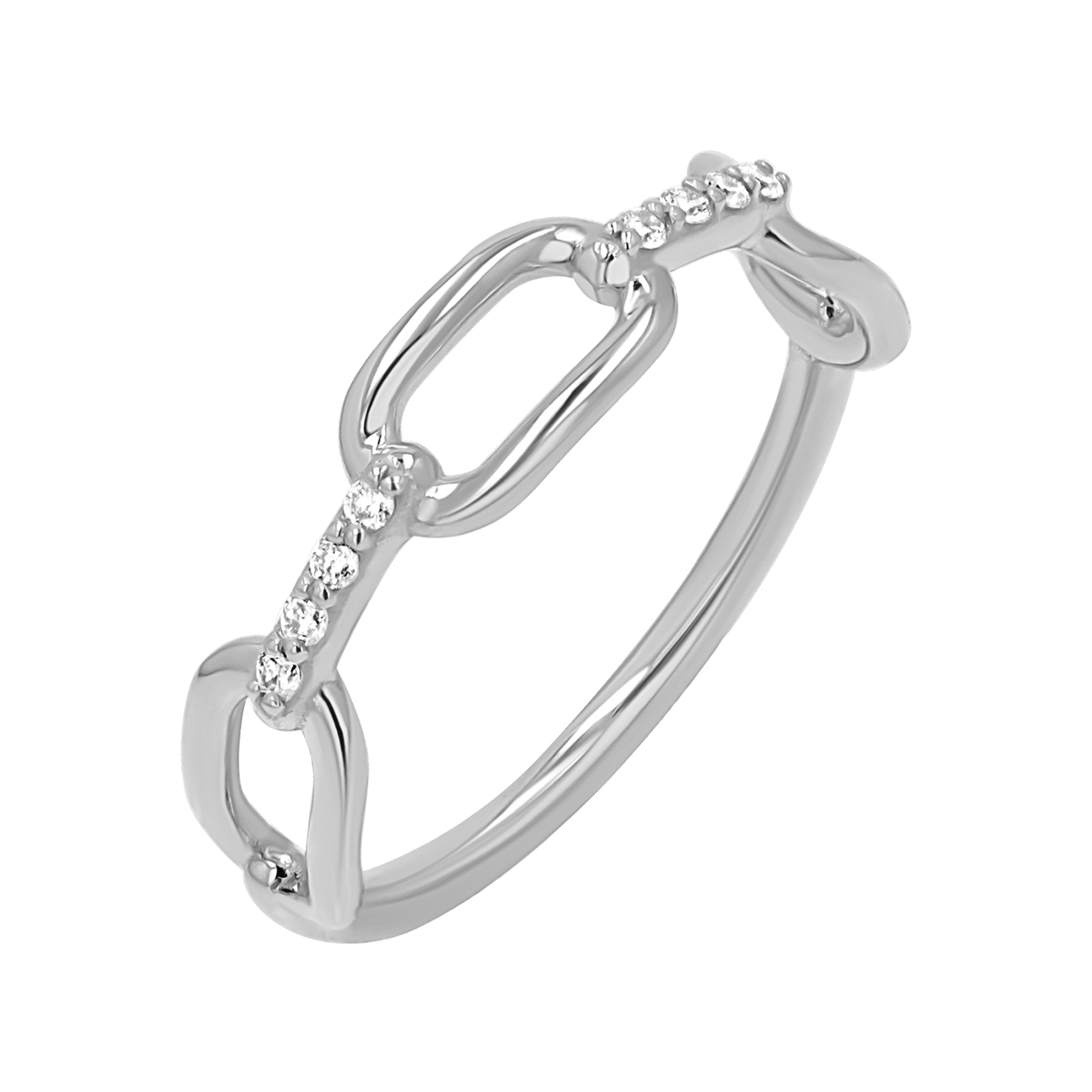 Diamond Bar Paper Clip Link Ring - Lotus Diamond