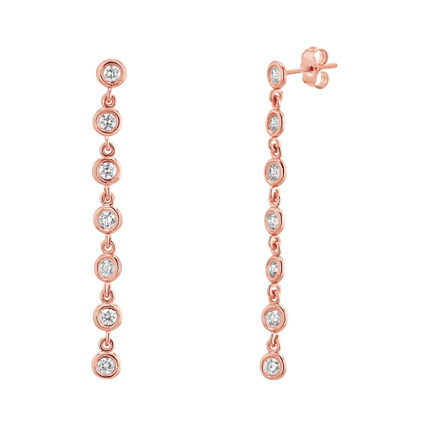 Diamond Bezel Chain Drop Earring - Lotus Diamond