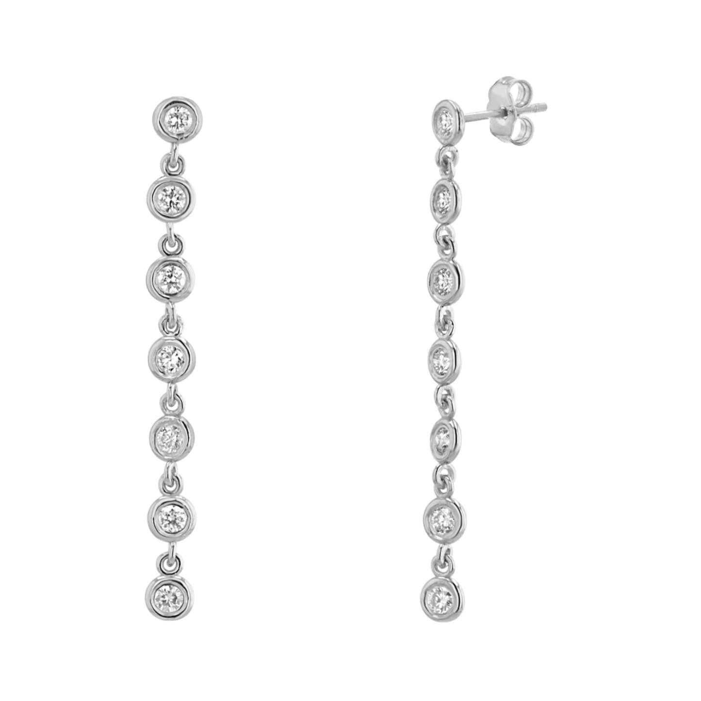 Diamond Bezel Chain Drop Earring - Lotus Diamond