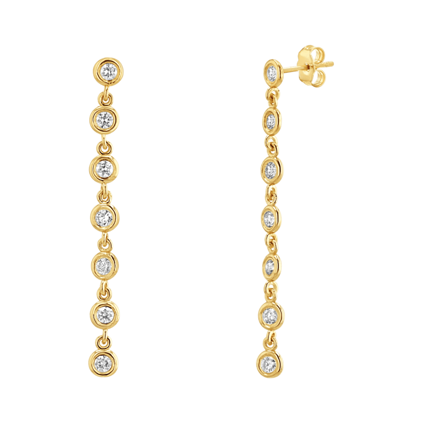 Diamond Bezel Chain Drop Earring - Lotus Diamond