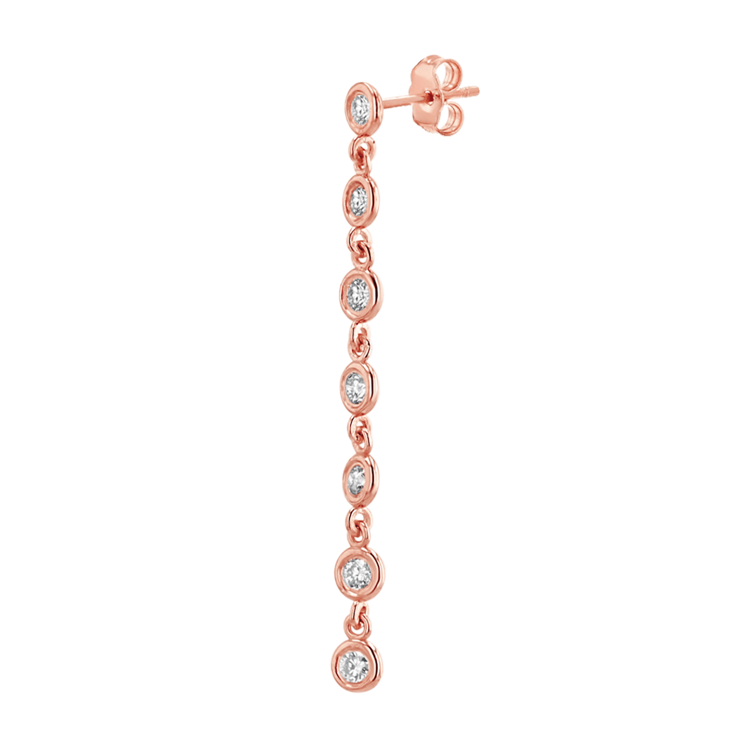 Diamond Bezel Chain Drop Earring - Lotus Diamond