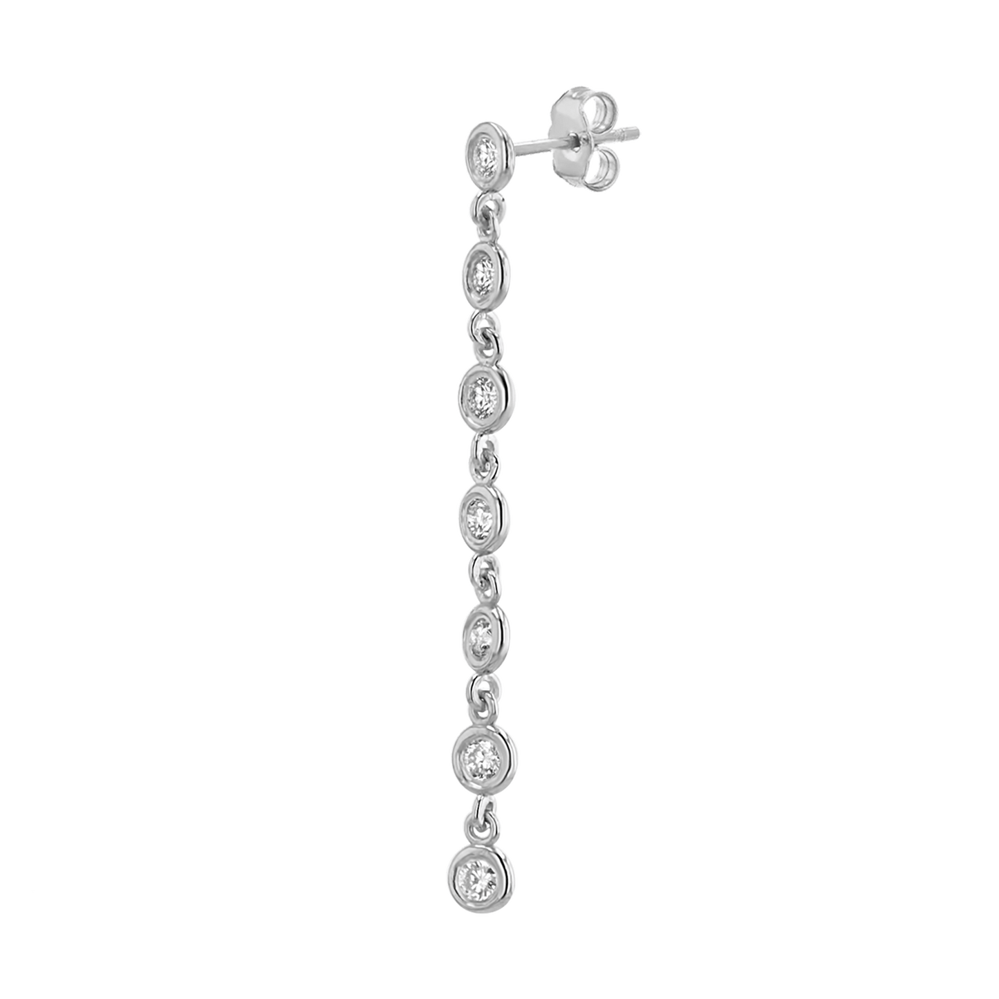Diamond Bezel Chain Drop Earring - Lotus Diamond