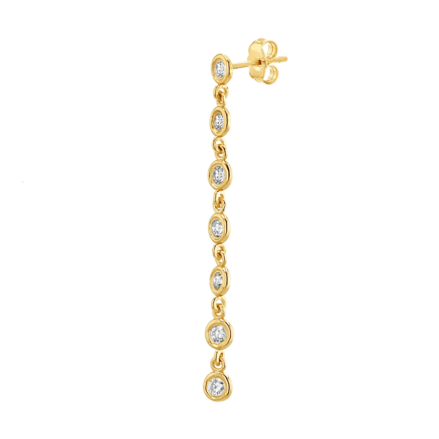 Diamond Bezel Chain Drop Earring - Lotus Diamond