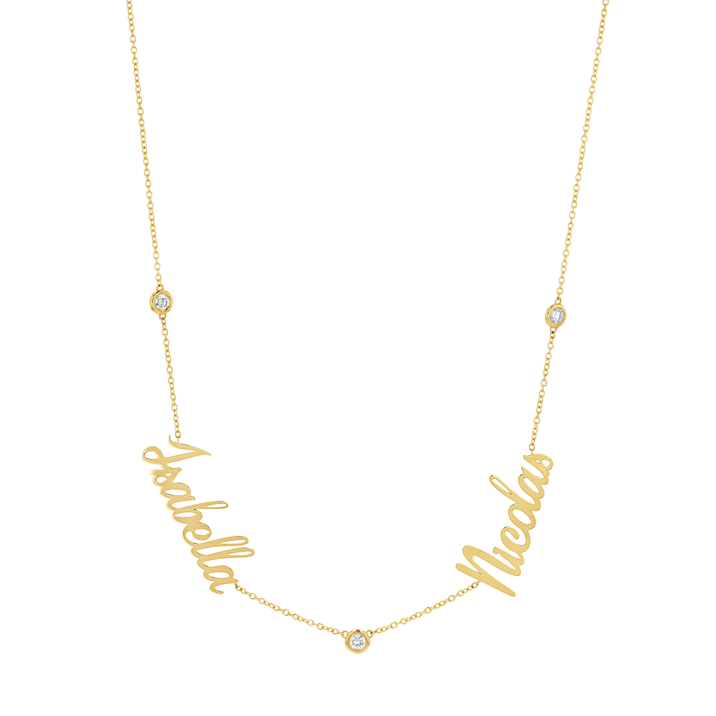 Diamond Bezel Custom Name Necklace - Lotus Diamond