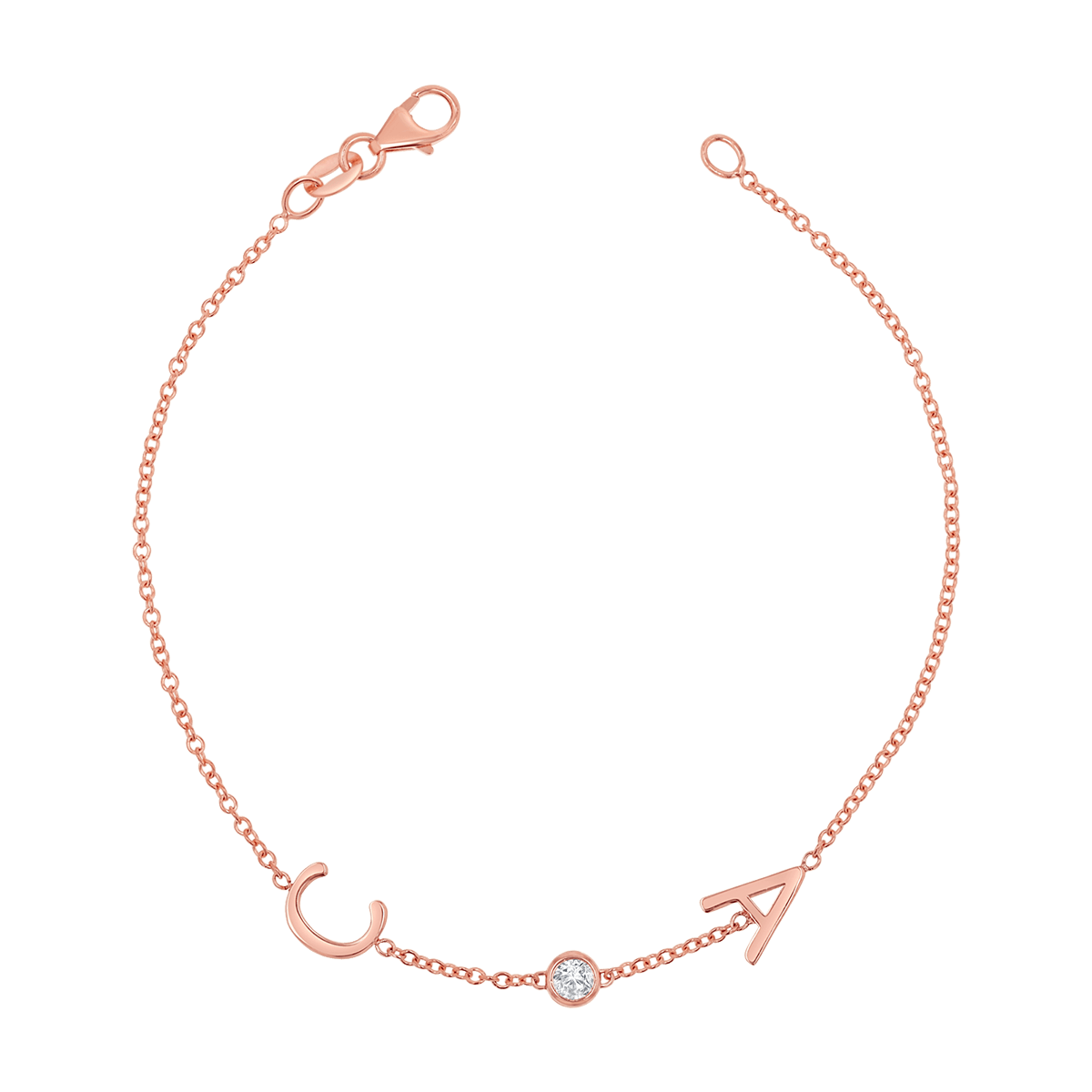 Diamond Bezel Multi Initial Bracelet - Lotus Diamond