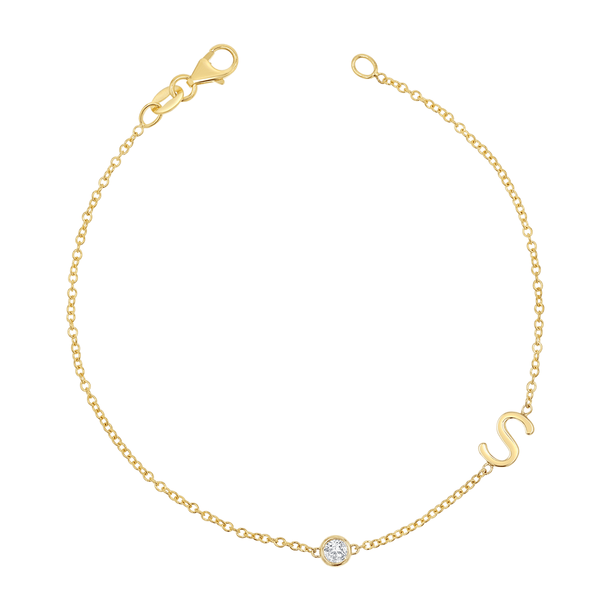 Diamond Bezel Multi Initial Bracelet - Lotus Diamond